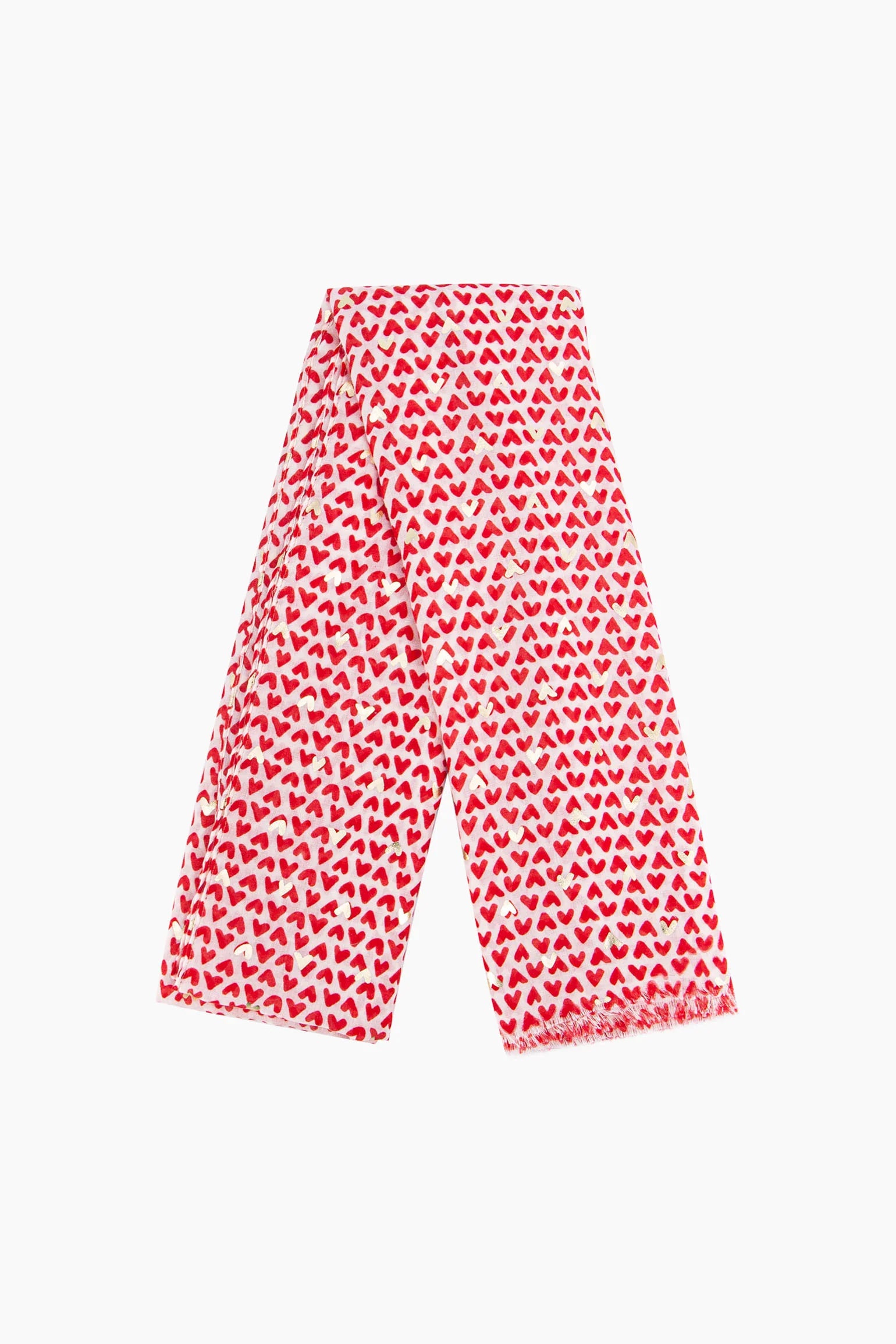 Gold Heart Scarf in Red