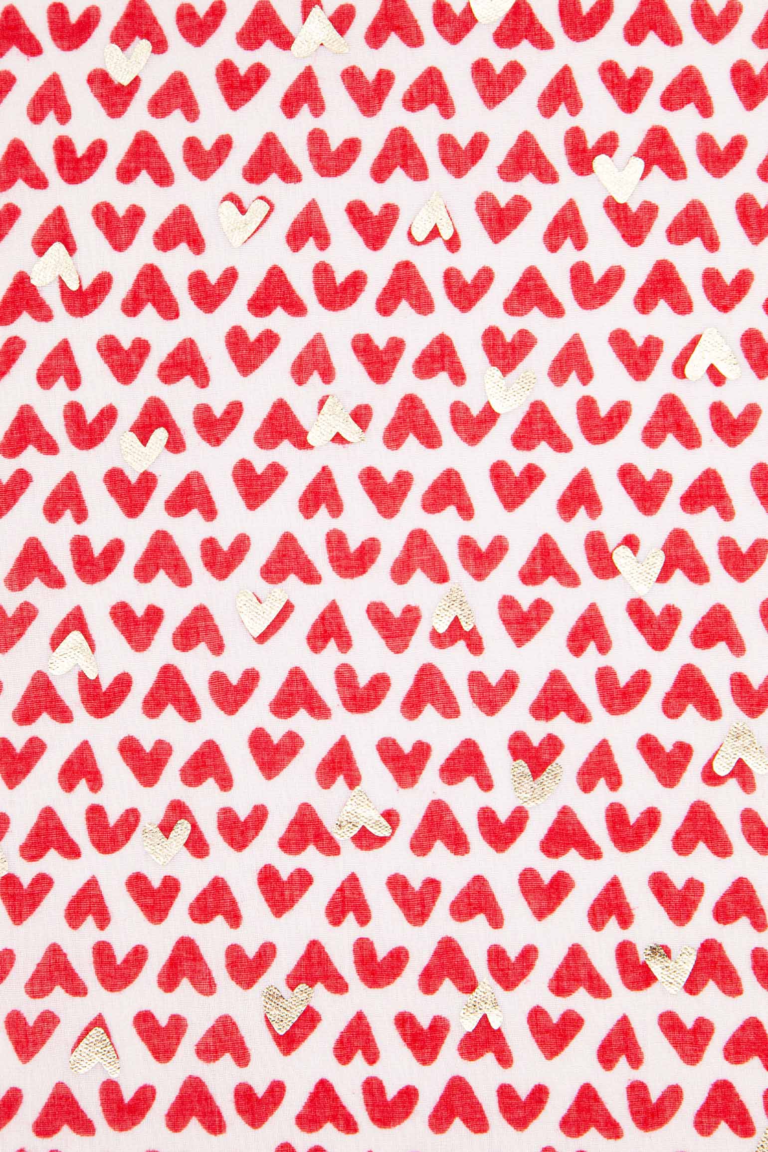 Gold Heart Scarf in Red