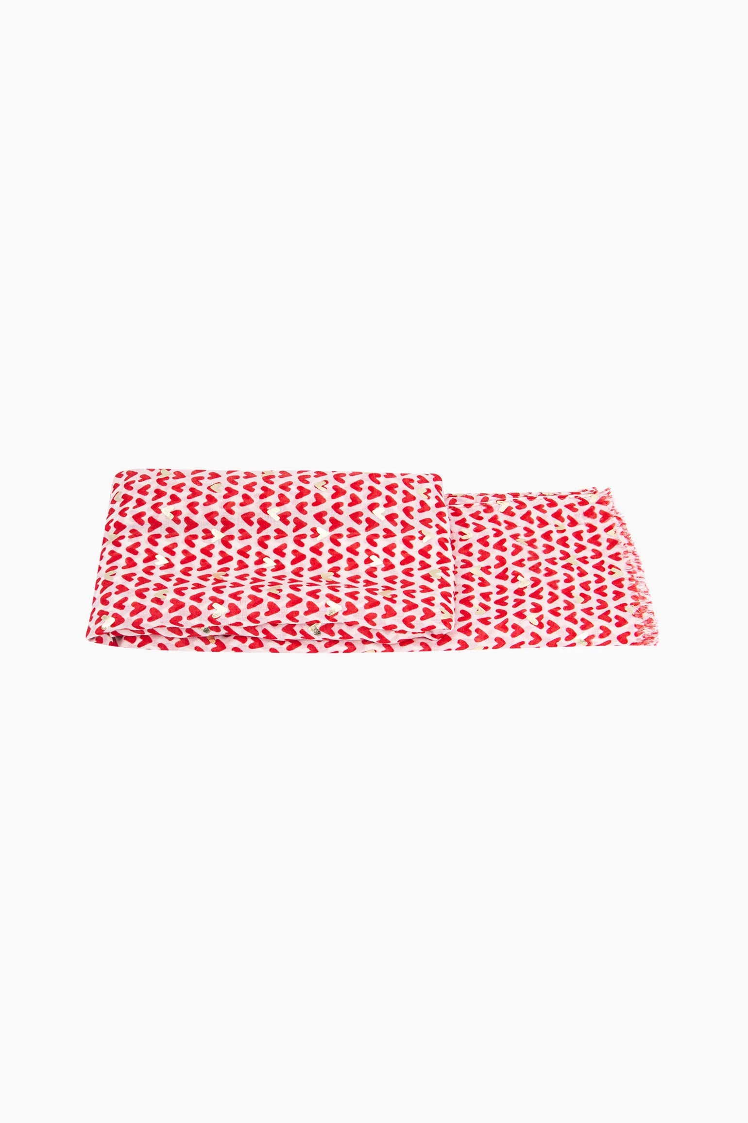 Gold Heart Scarf in Red