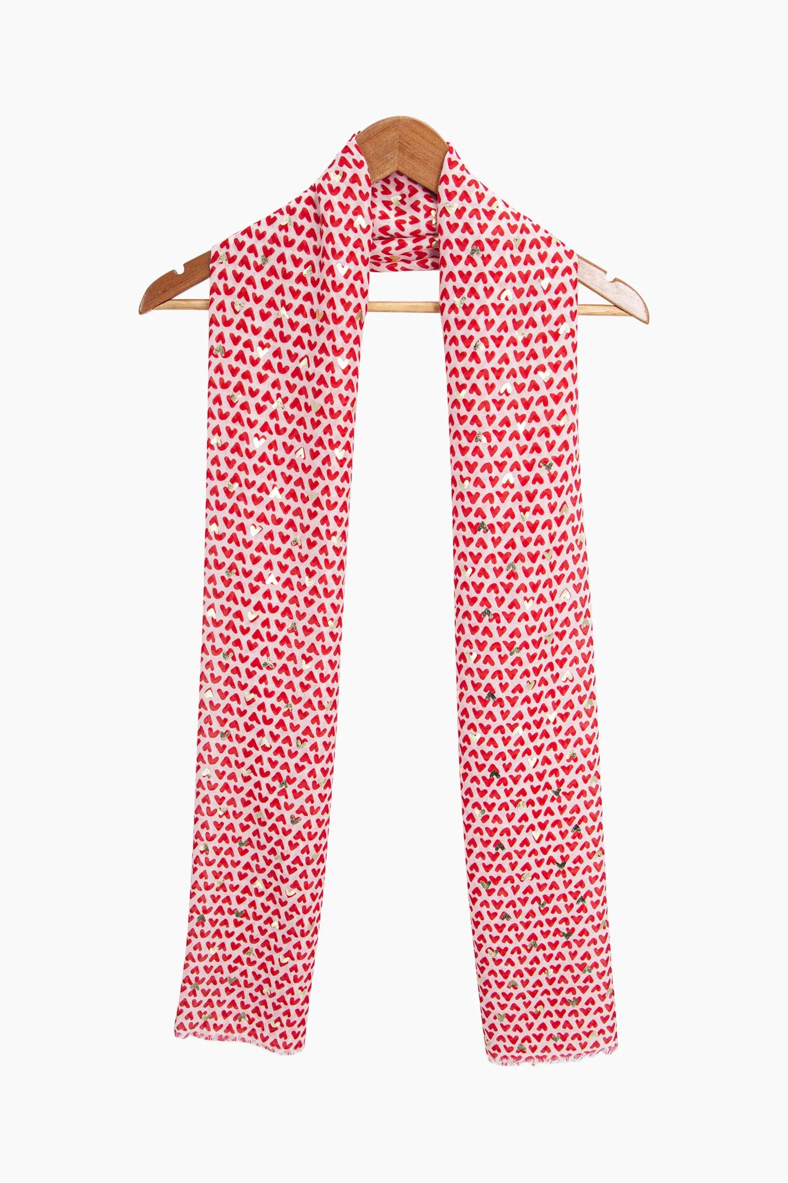Gold Heart Scarf in Red