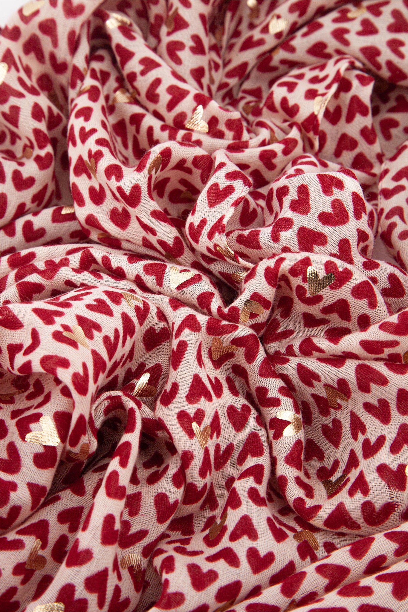 Metallic Hearts Scarf in Berry Red
