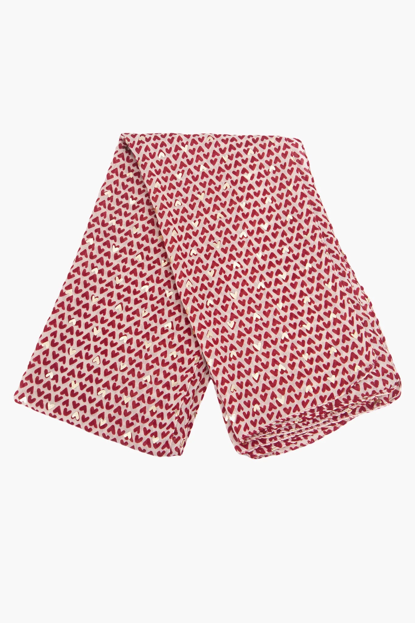 Metallic Hearts Scarf in Berry Red