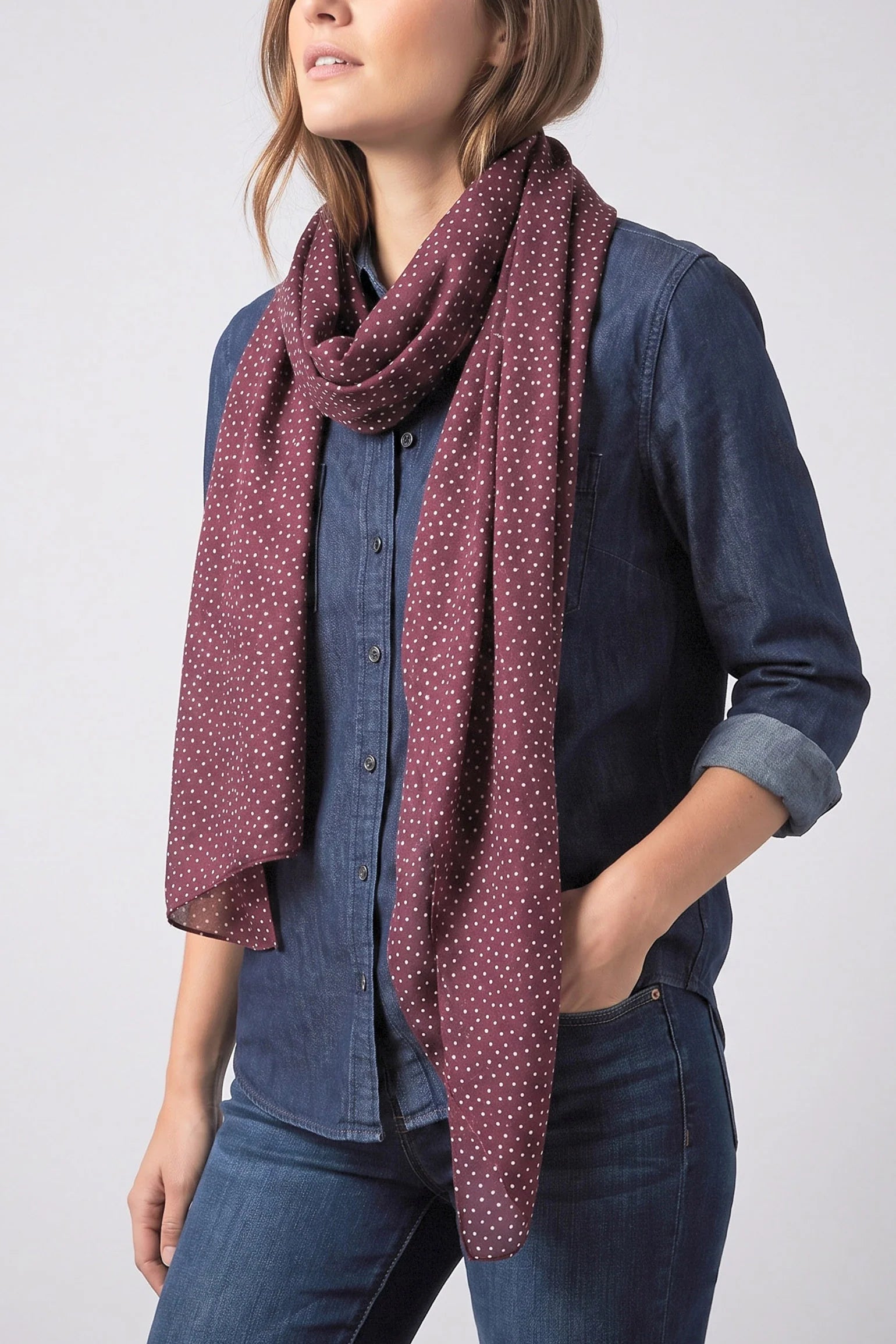 Soft Spotty Scarf in Berry