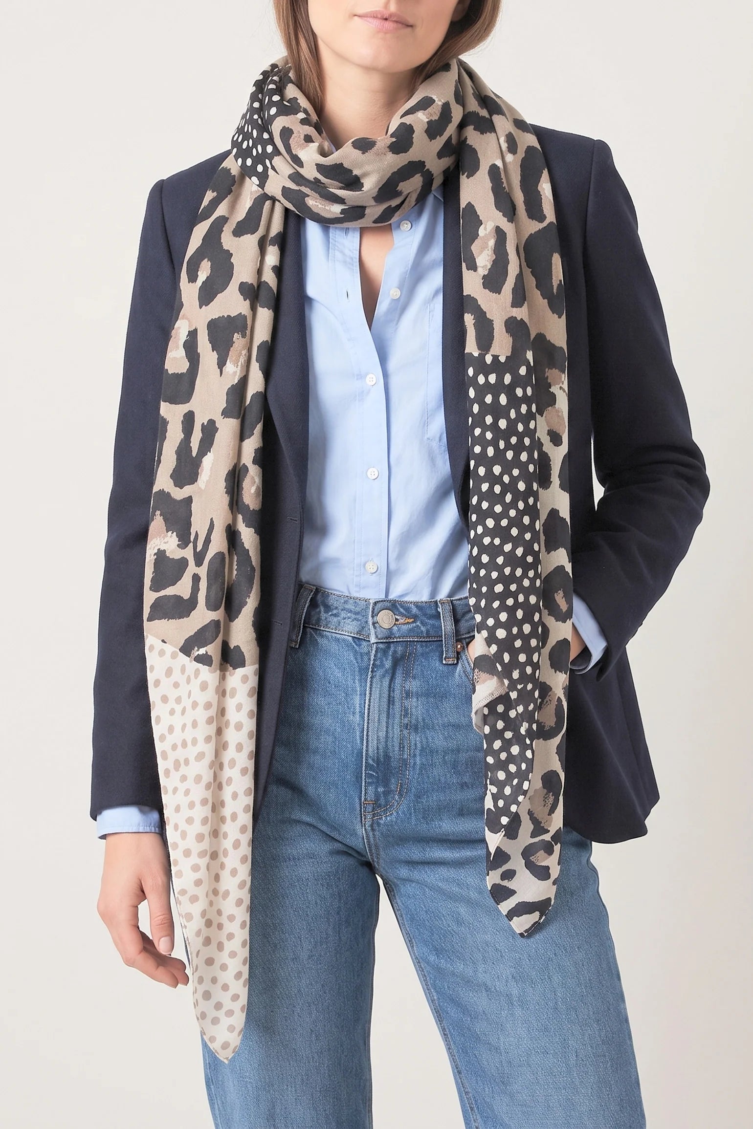 Leopard Print Scarf in Cocoa & Black