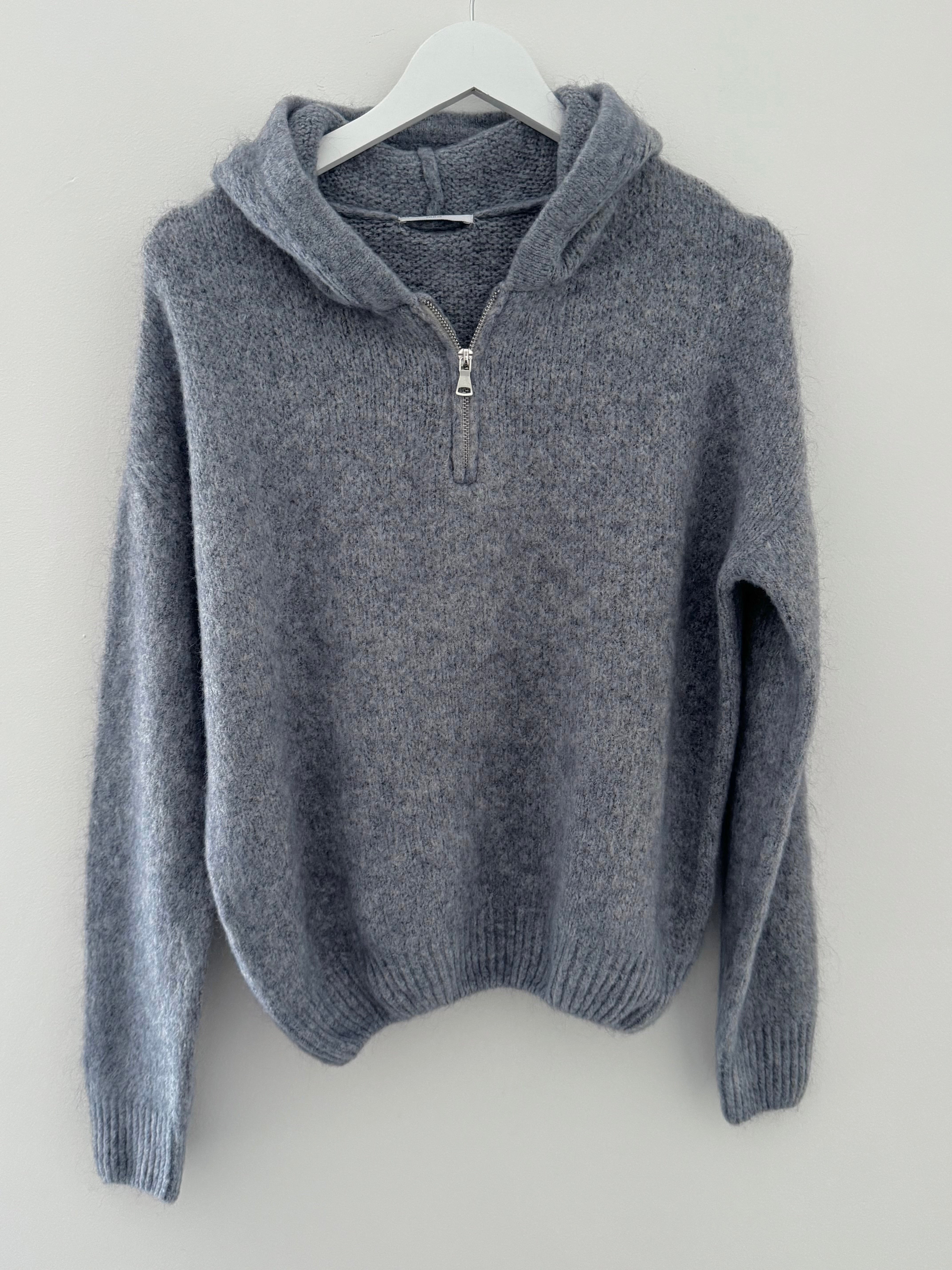 Hooded Mohair Jumper in Charcoal