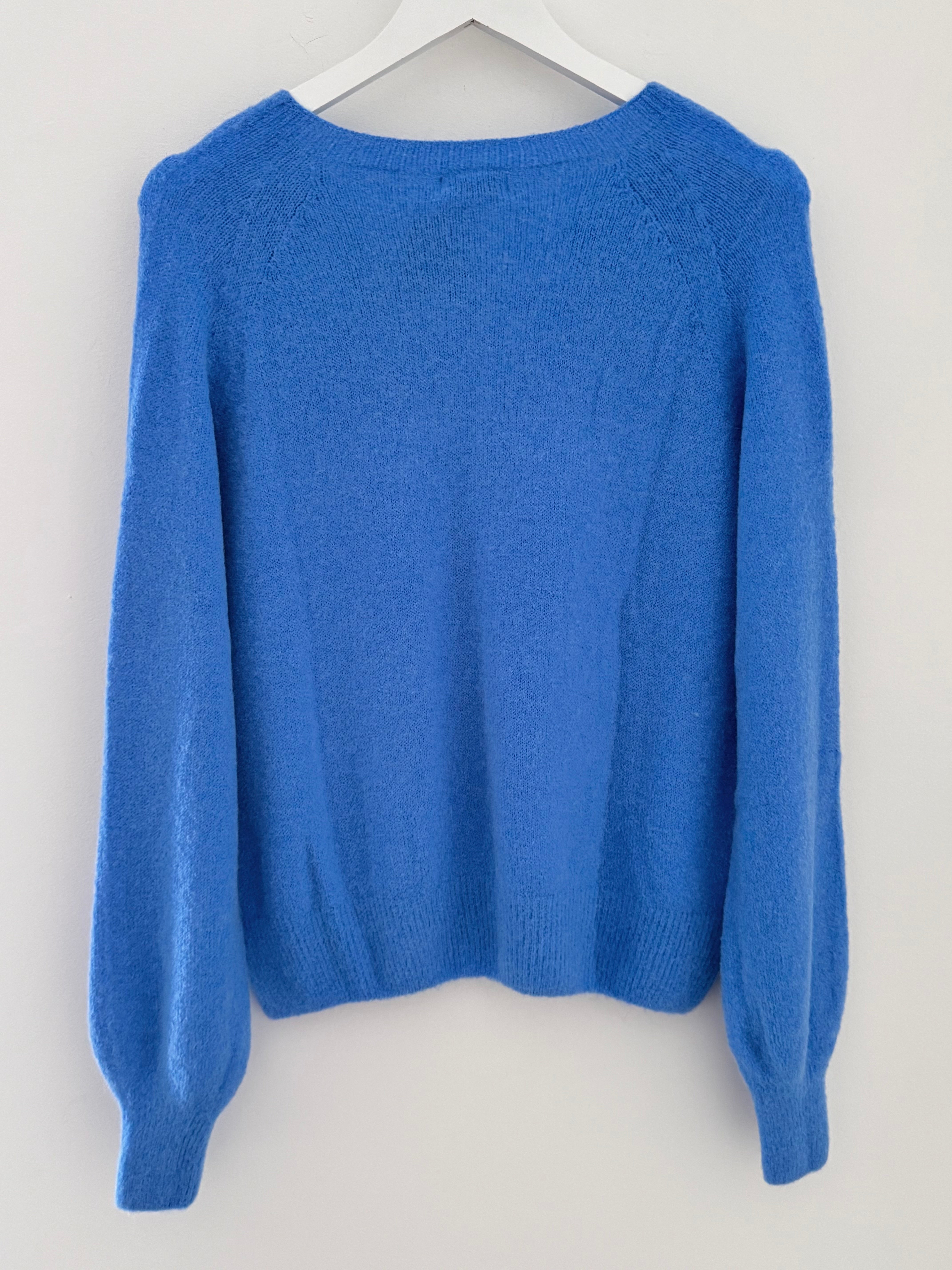 Softie Jumper with Button Neck in Cornflower