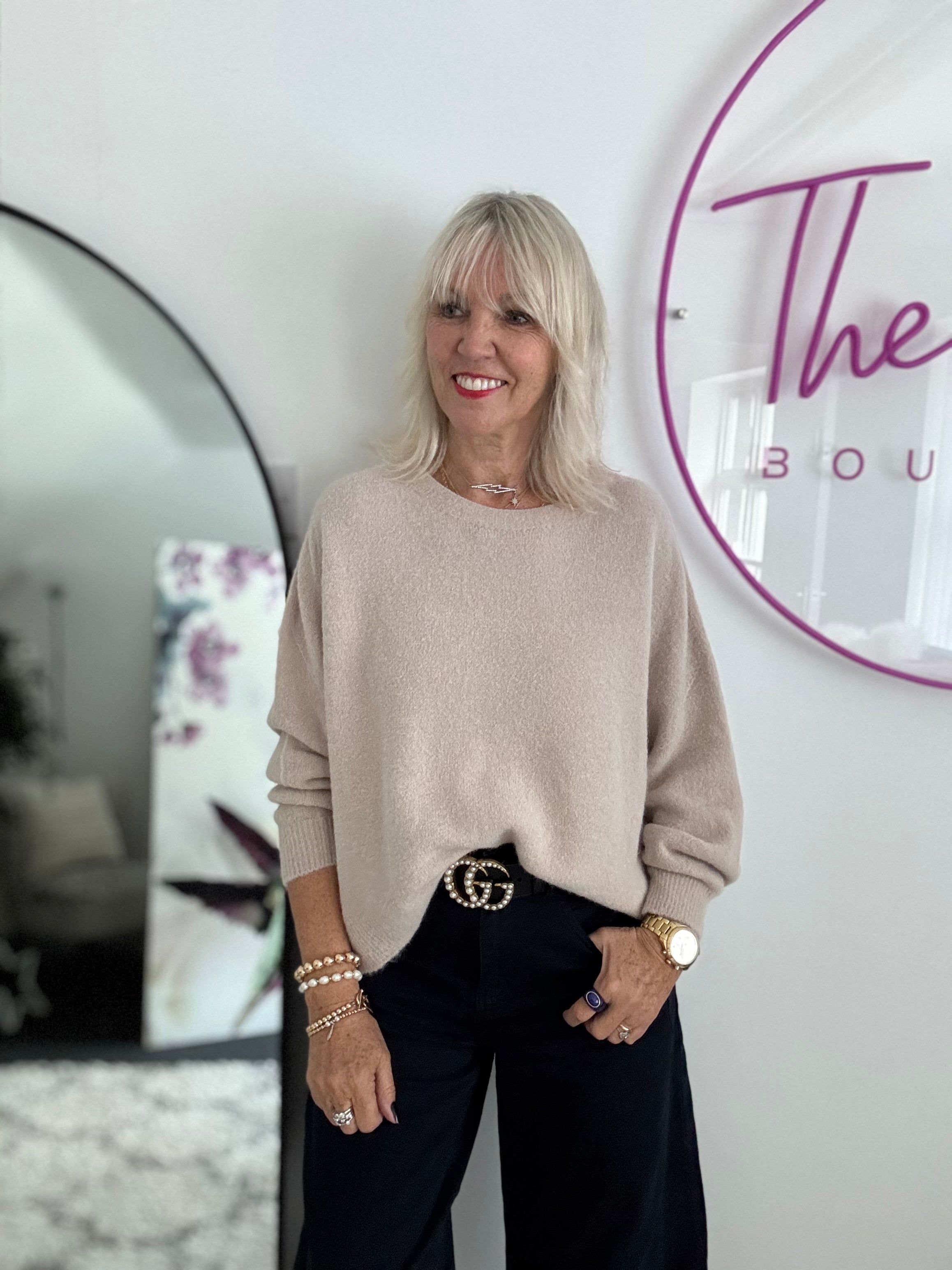 Luxe Slouchy Alpaca Jumper in Latte