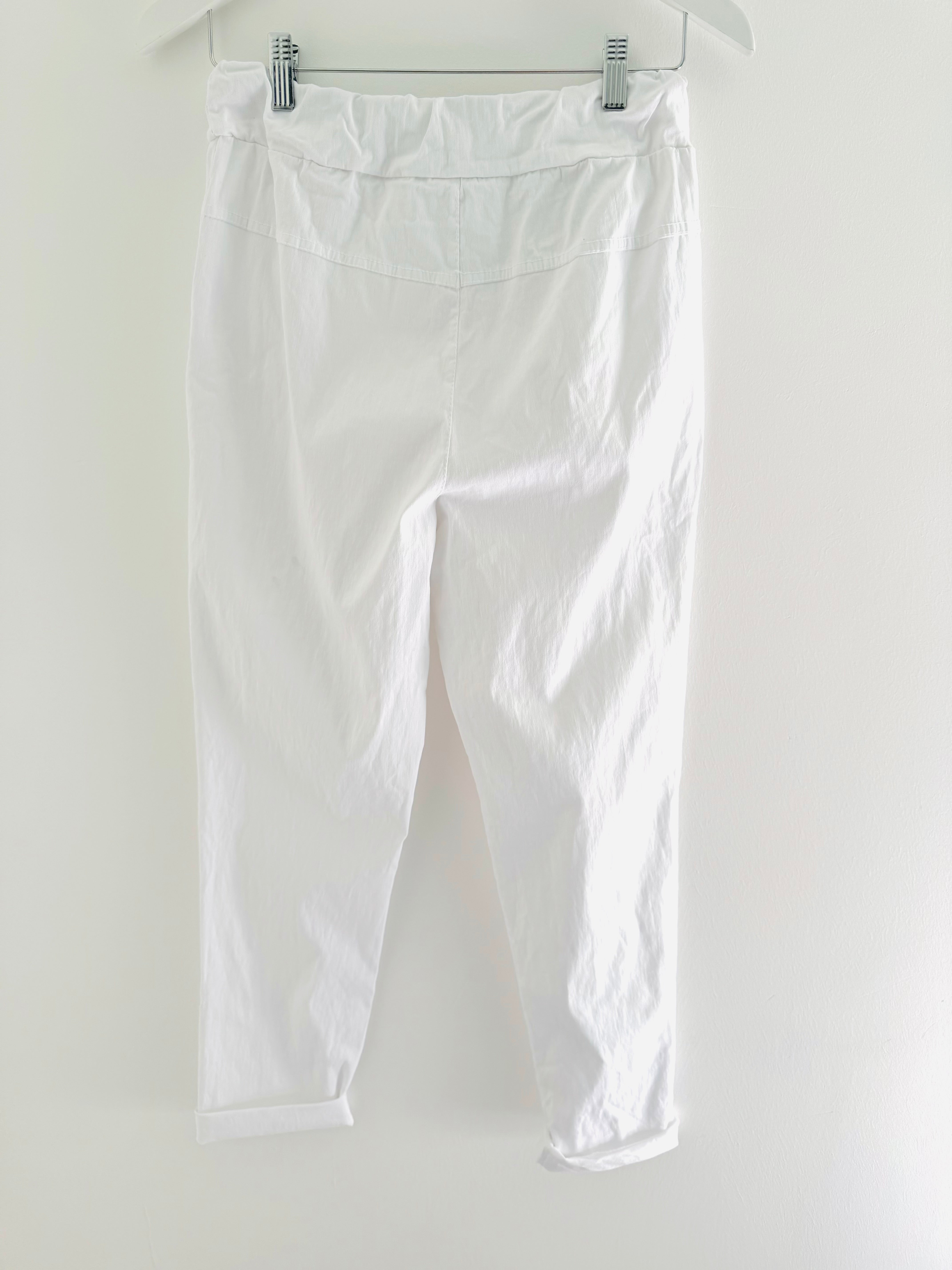 Super Stretch Plain Tie Joggers in White