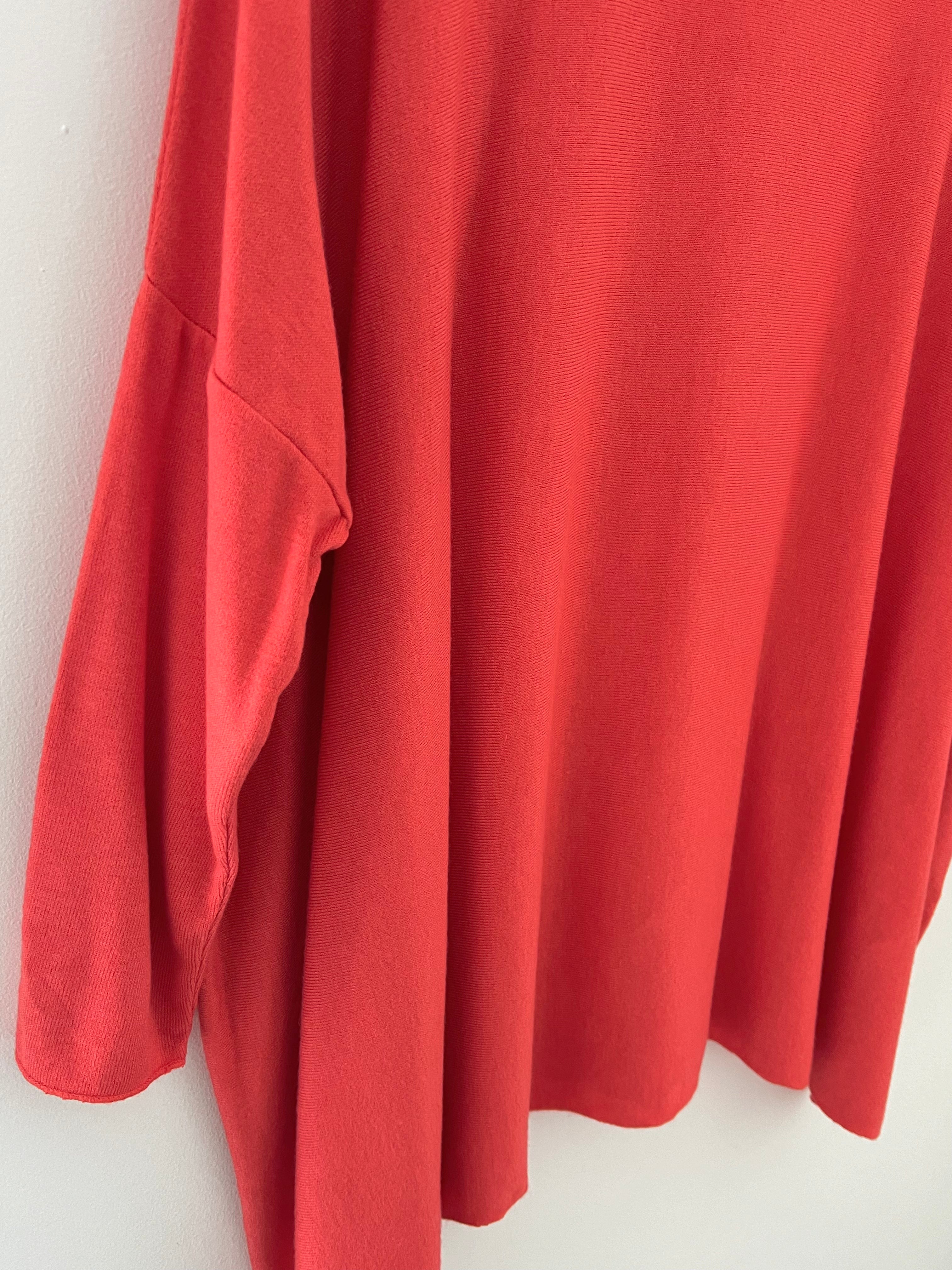 Simple Oversized Jumper in Coral