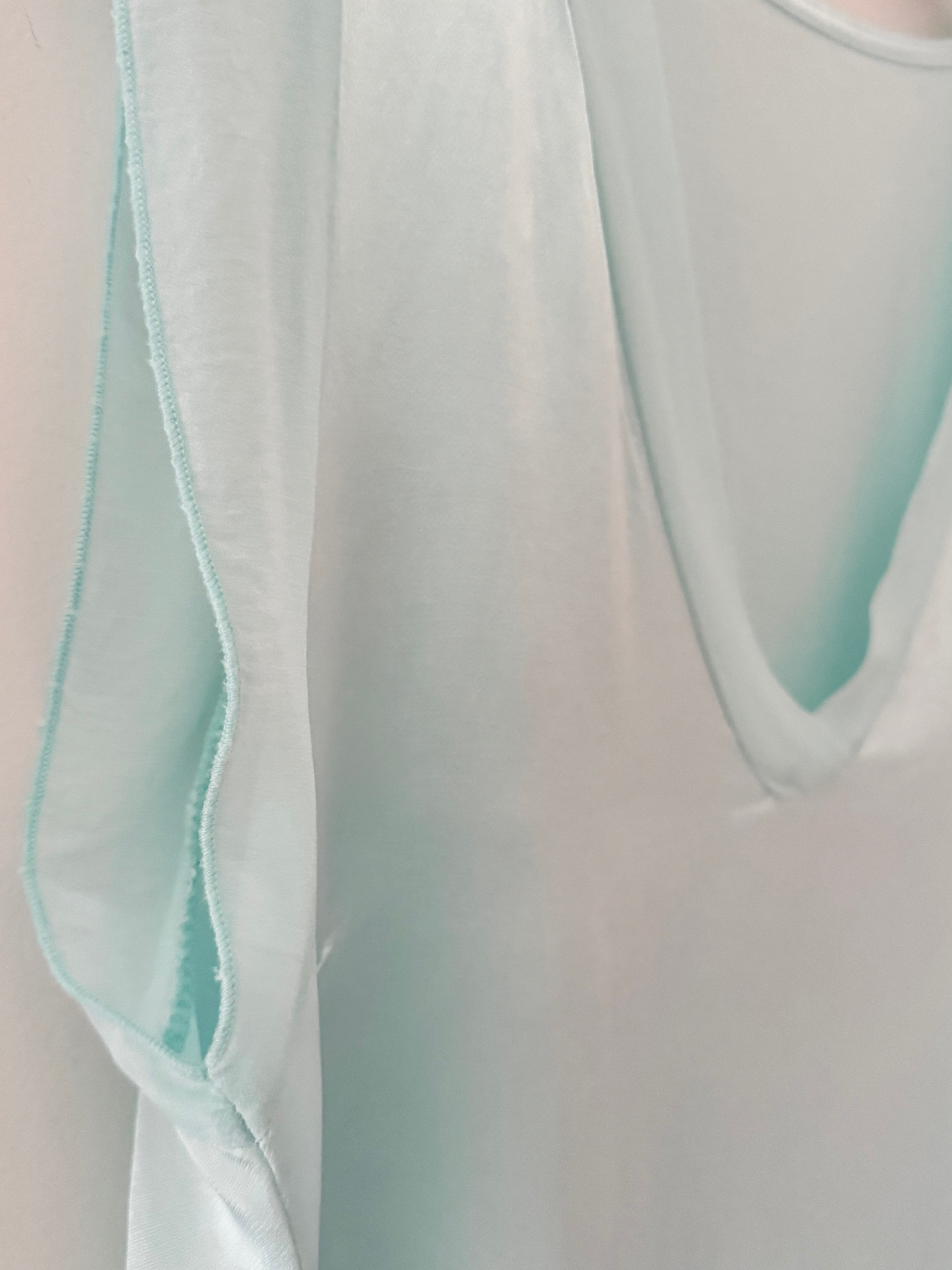 Silky V Neck Tank in Aqua