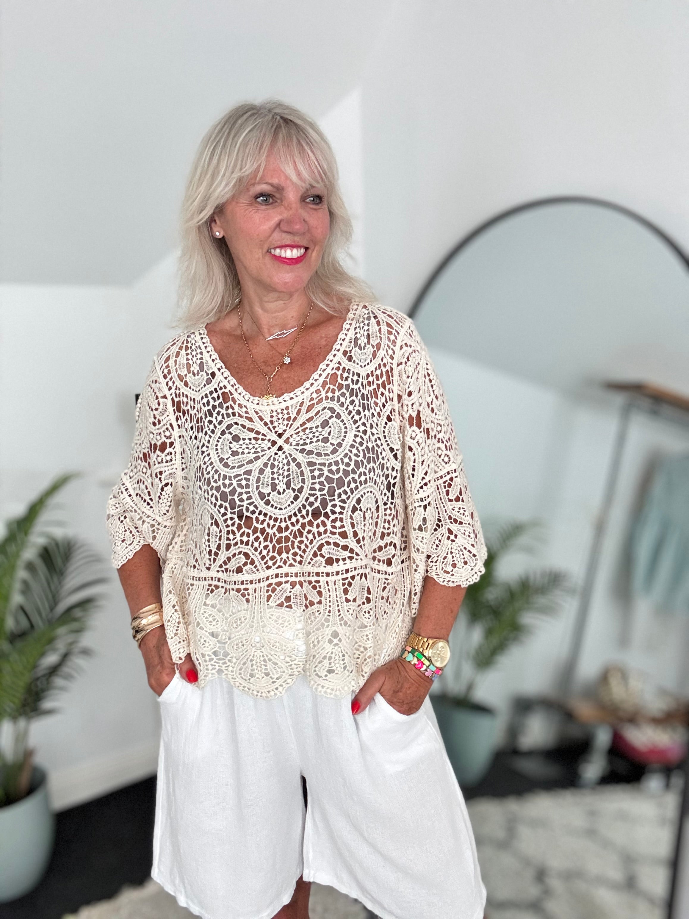 Crochet Top in Ecru