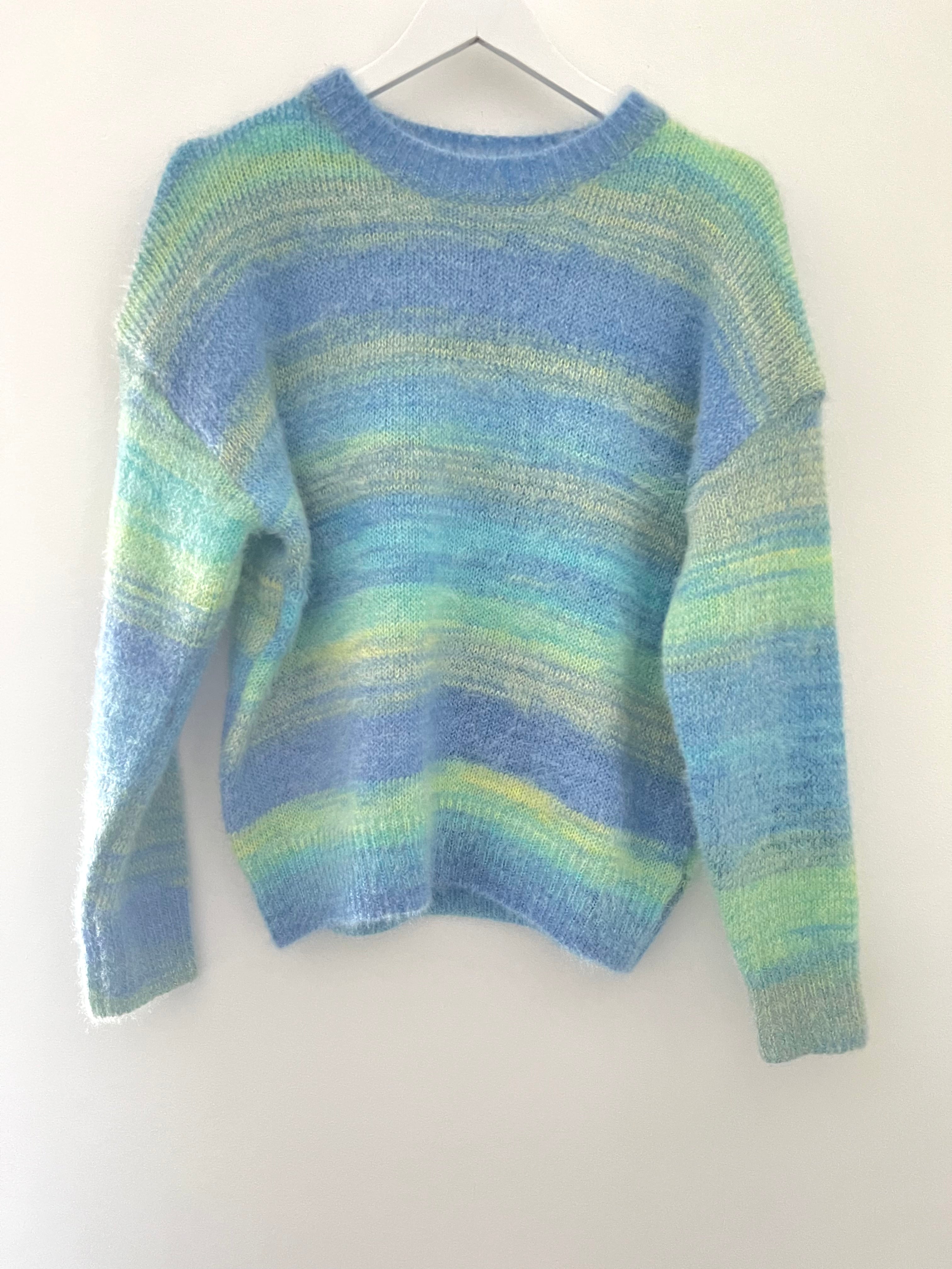 Ombre Fluffy Jumper in Blues & Greens