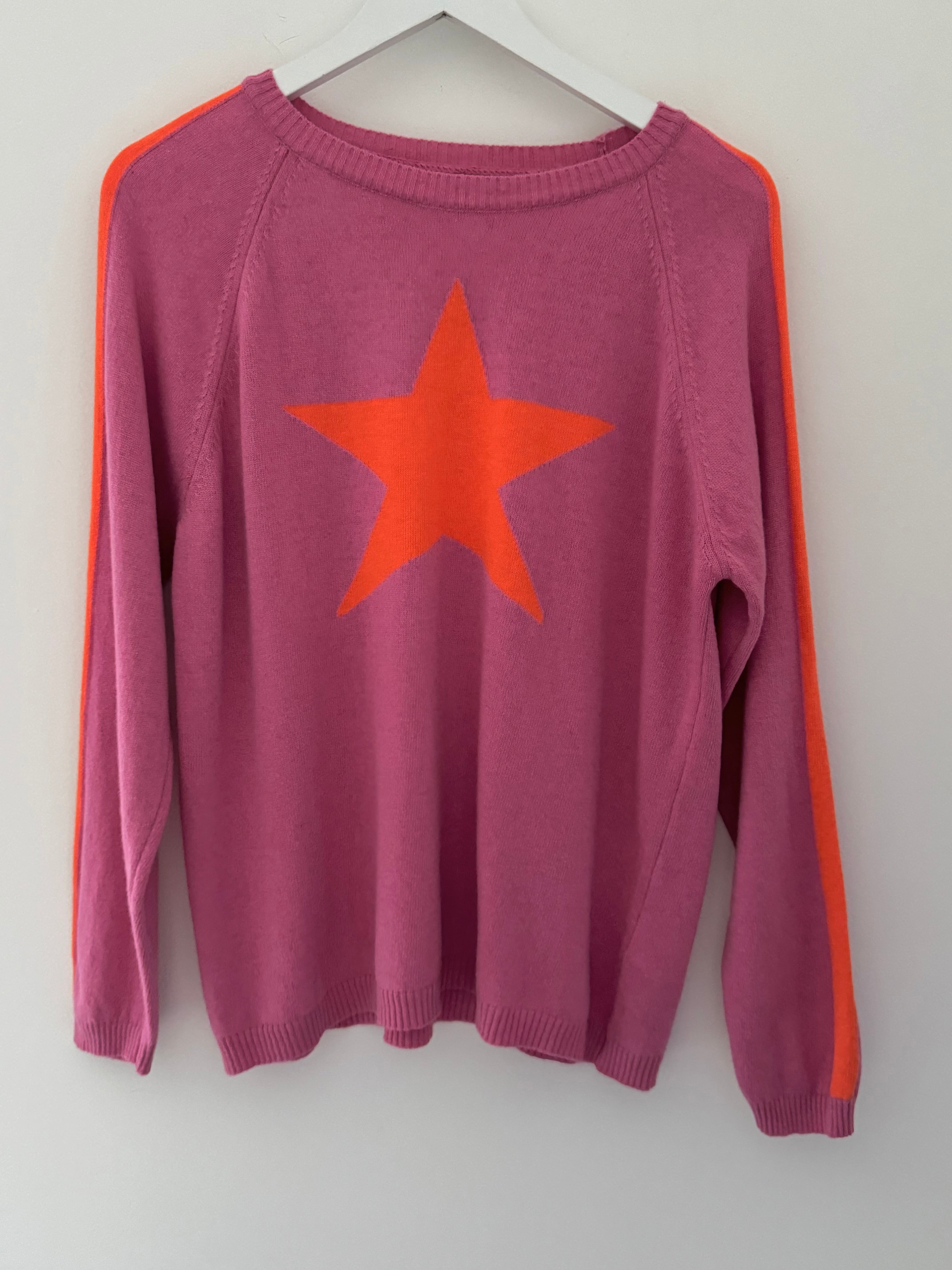 Star Cashmere Jumper in Pink & Orange