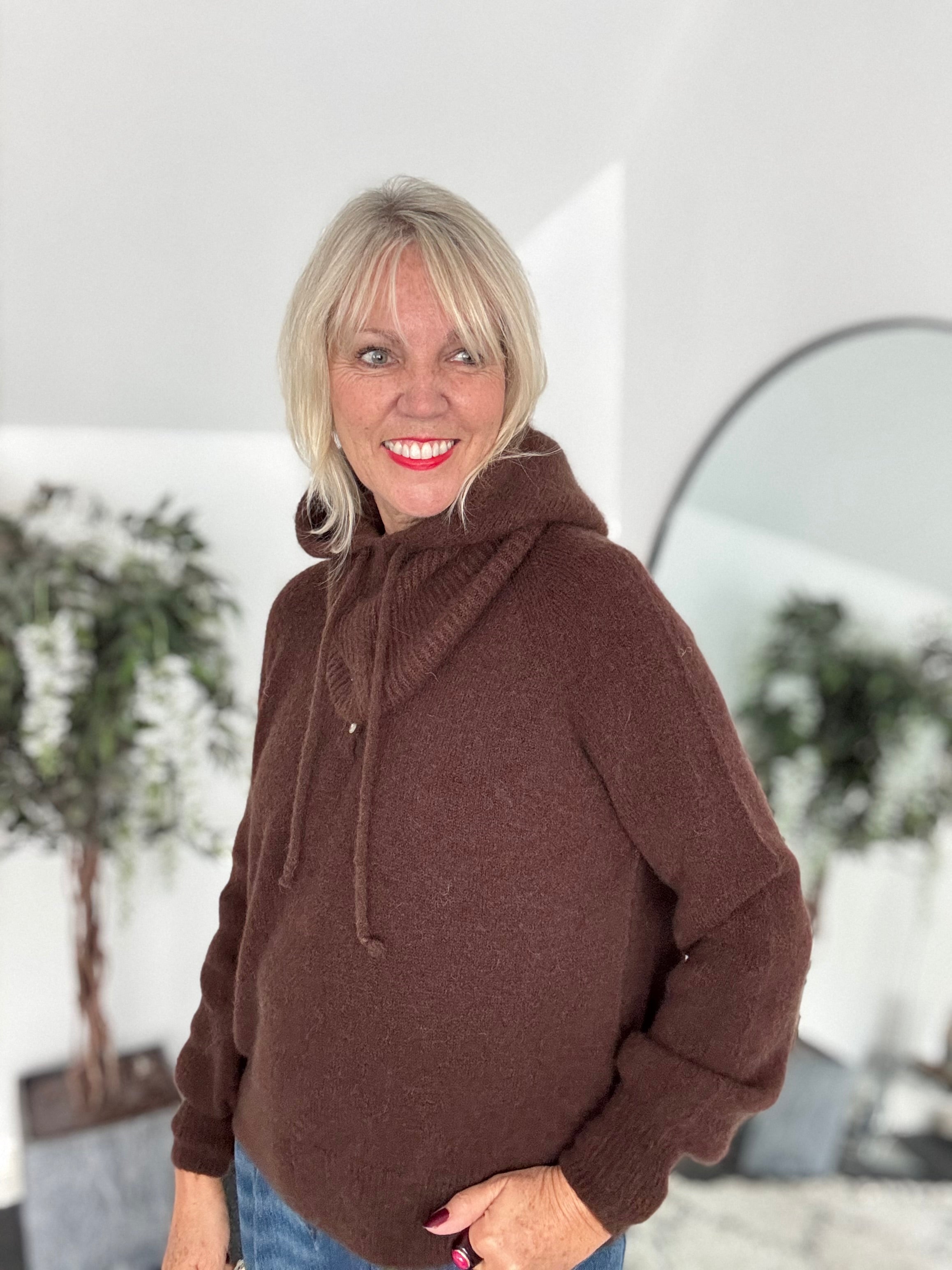 Hooded Alpaca Snood in Chocolate