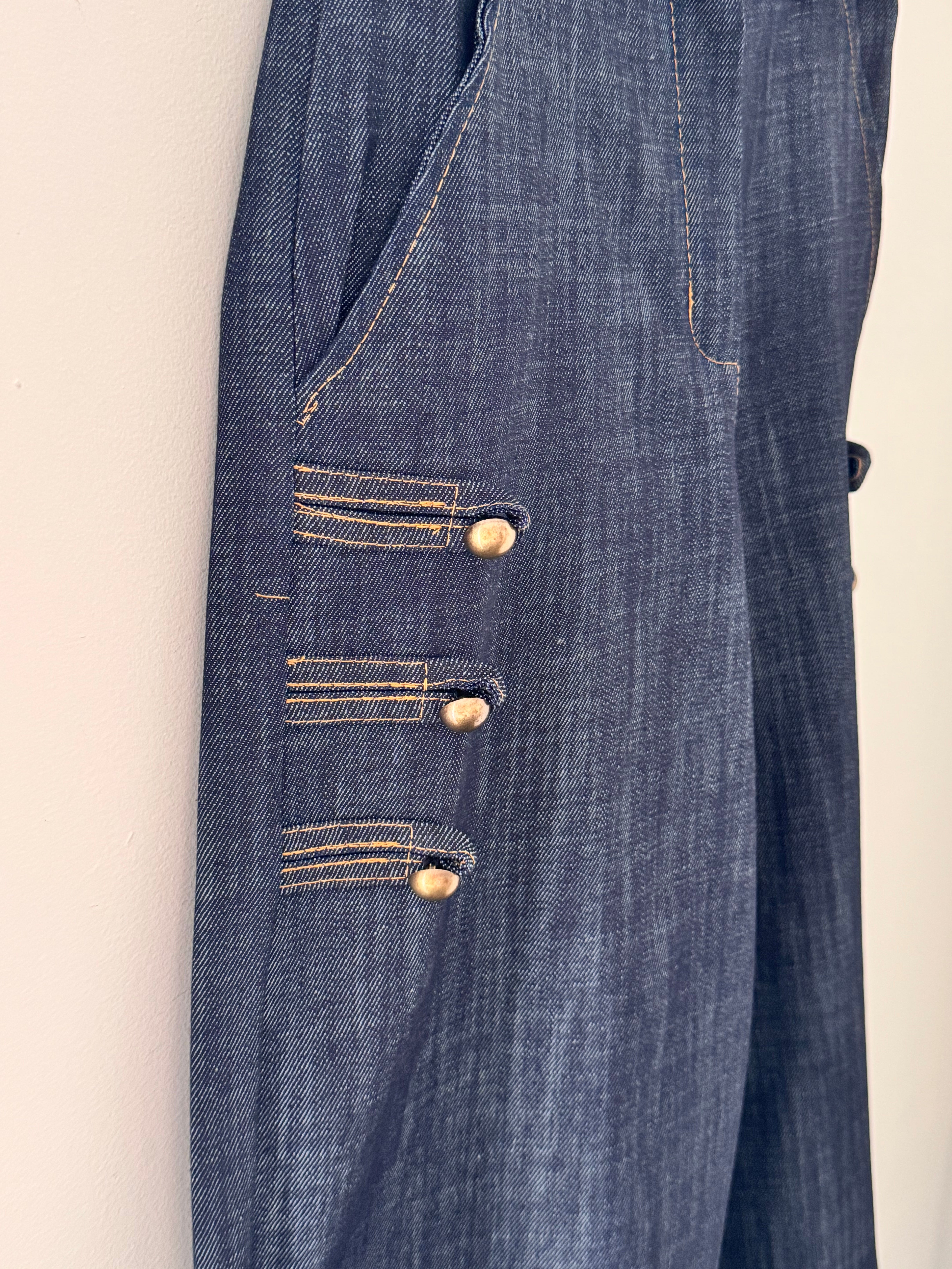 Military Barrel Leg Trousers in Dark Denim