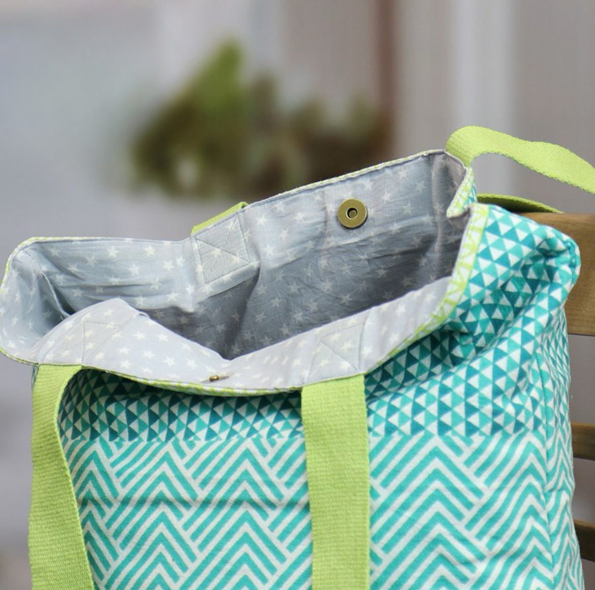 Summer Tote Bag in Lime & Turquoise
