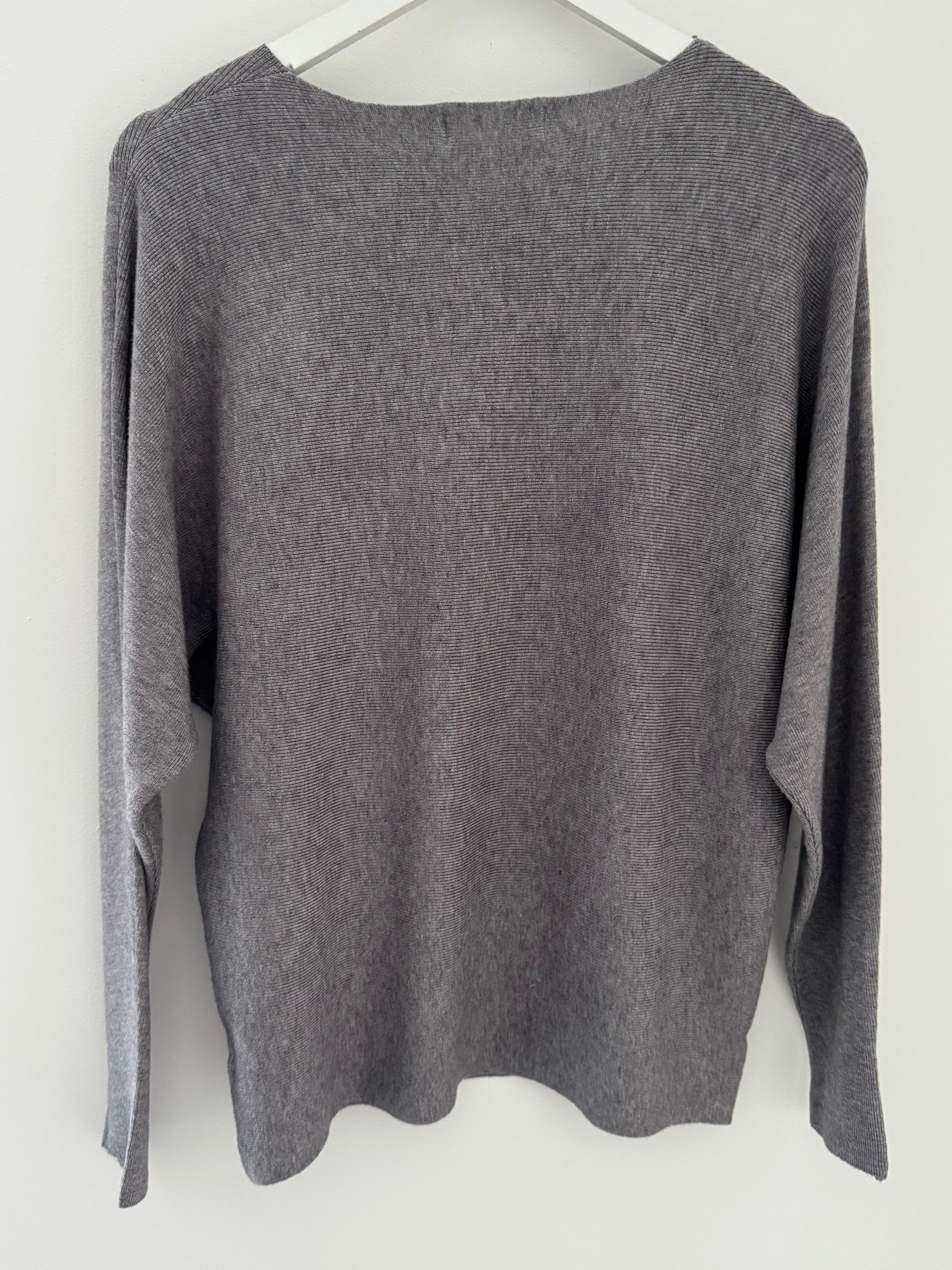 Simple Ribbed Jumper in Grey