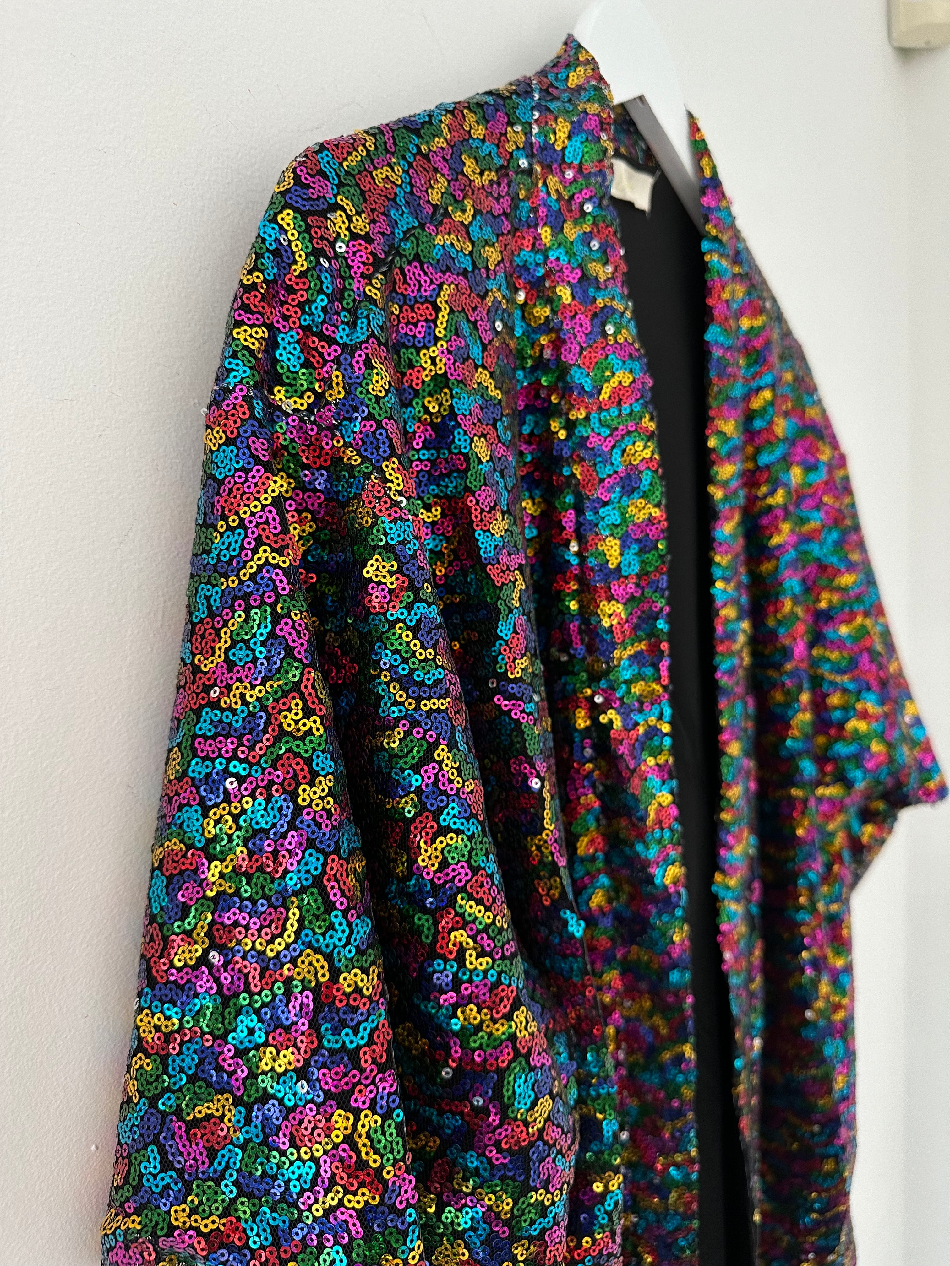 Sequin Kimono Jacket in Rainbow