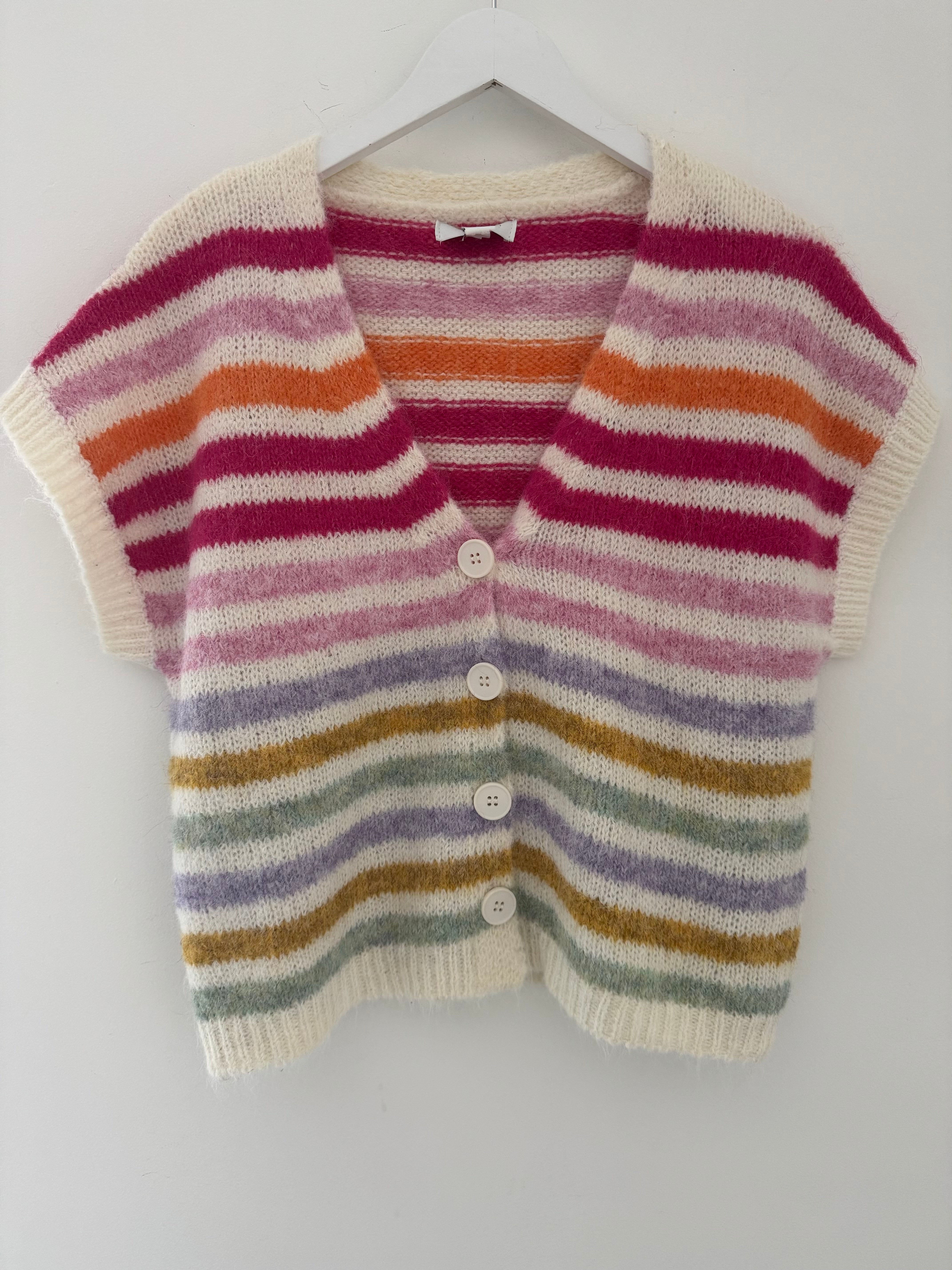 Stripe Button Tank in Multi Colours