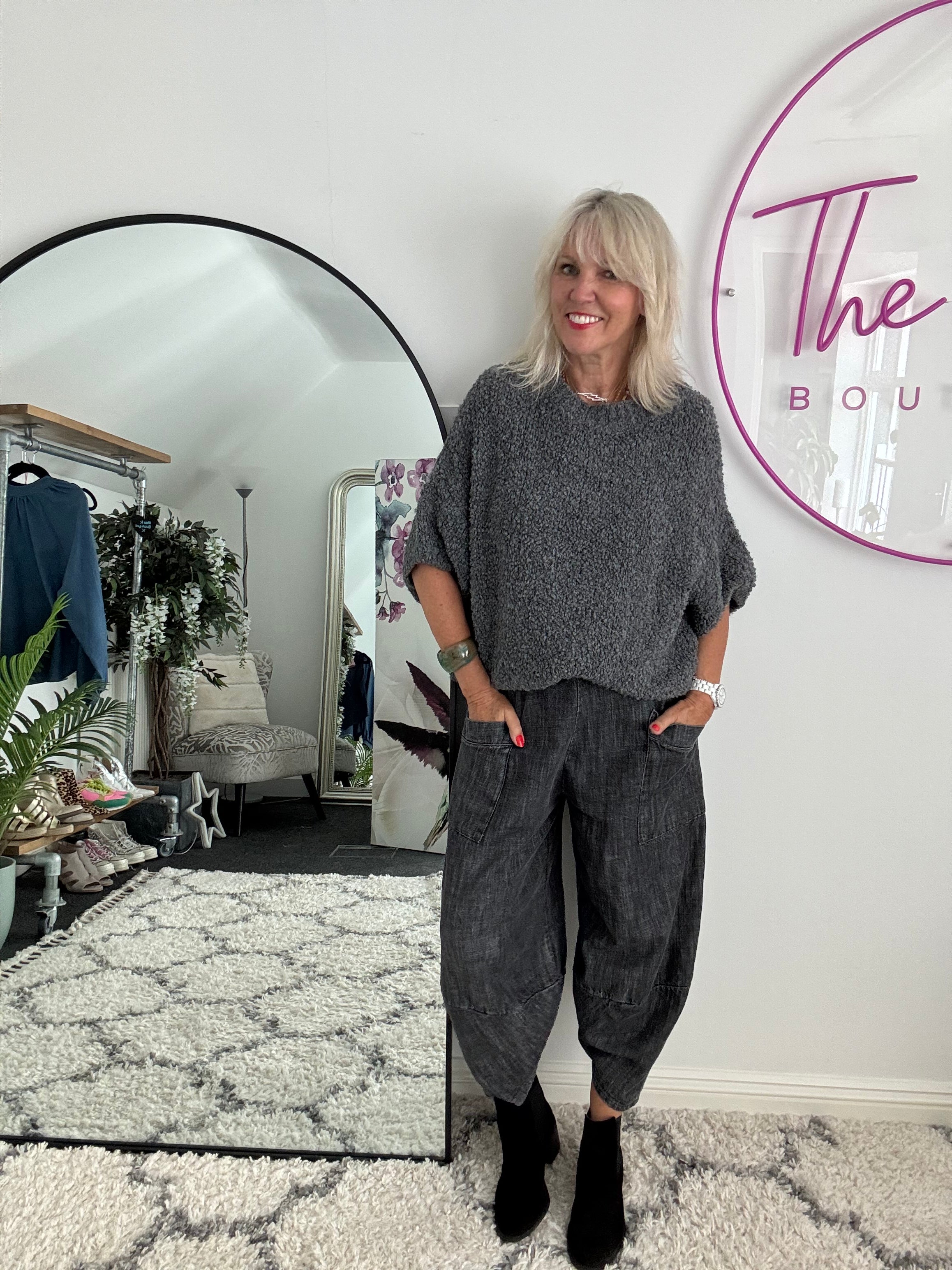 Boucle Jumper in Charcoal Grey