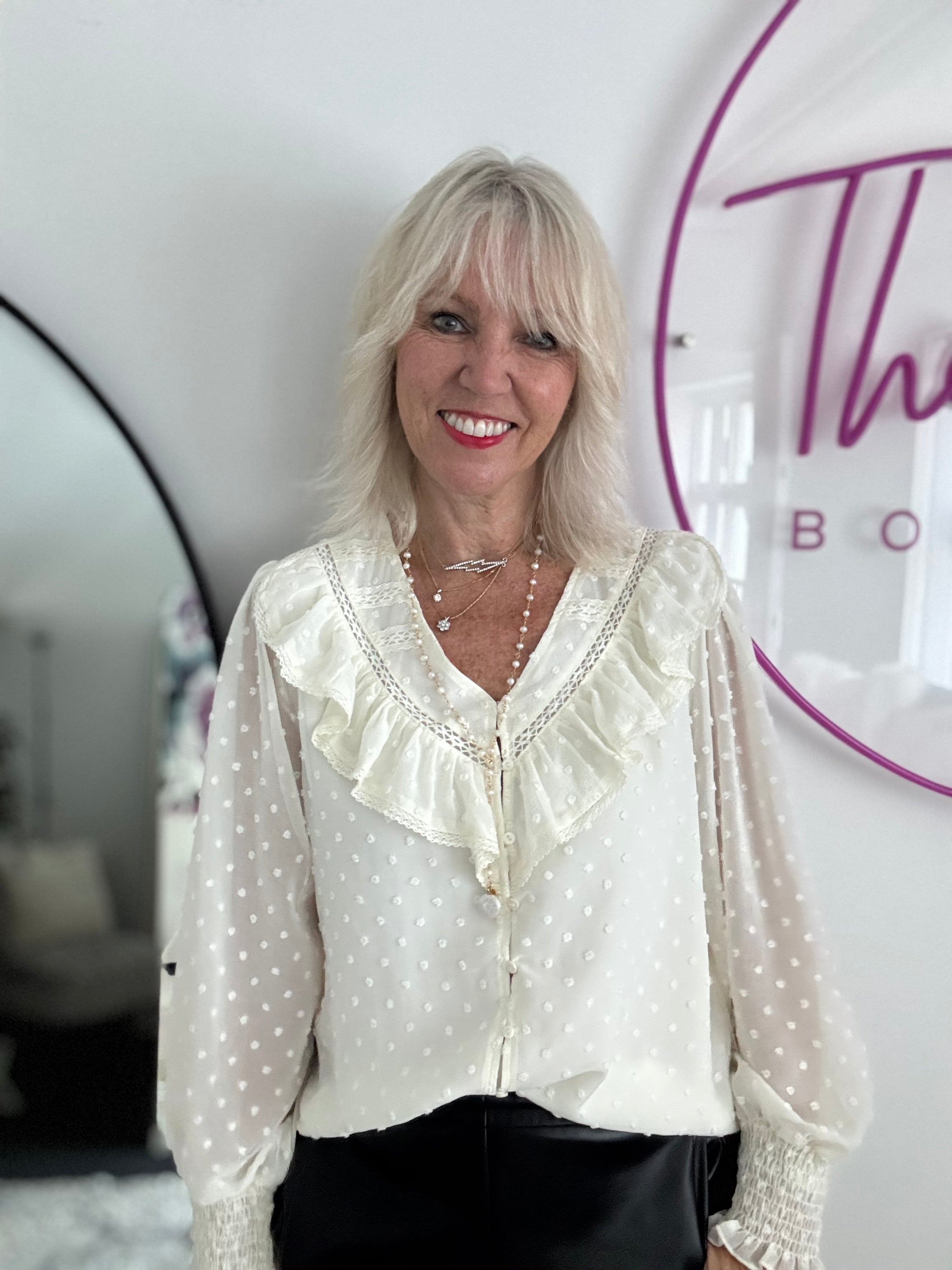 Ruffle & Dot Blouse in Ivory