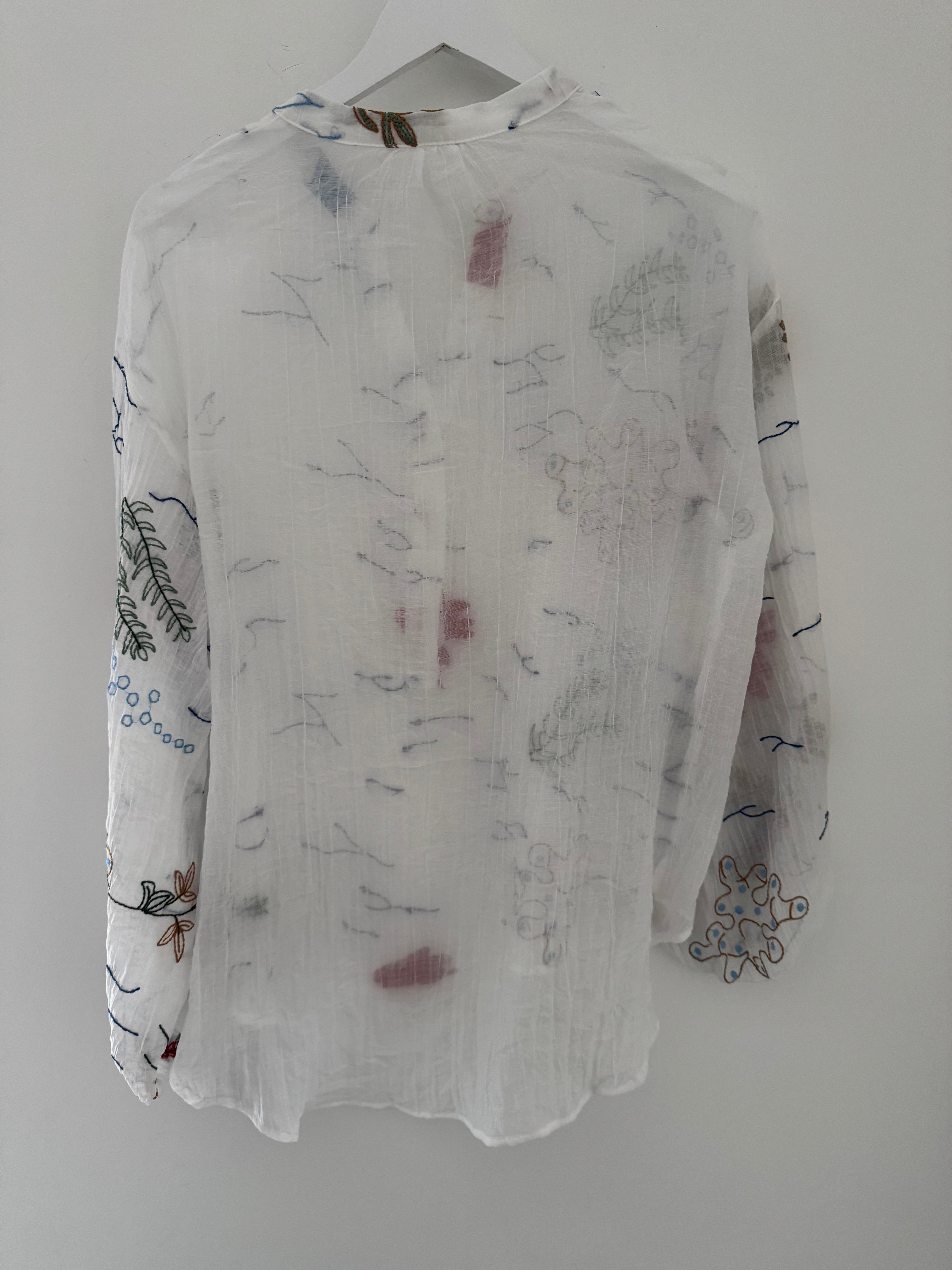 Coral Reef Embroidered Shirt in White