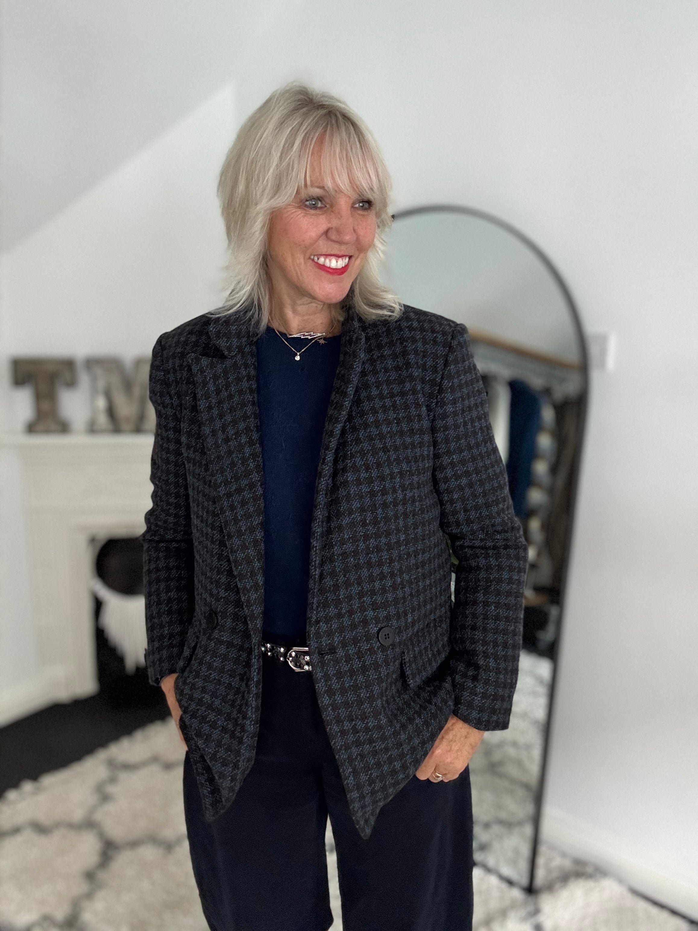 Luxe Tweed Jacket in Chocolate & Blue