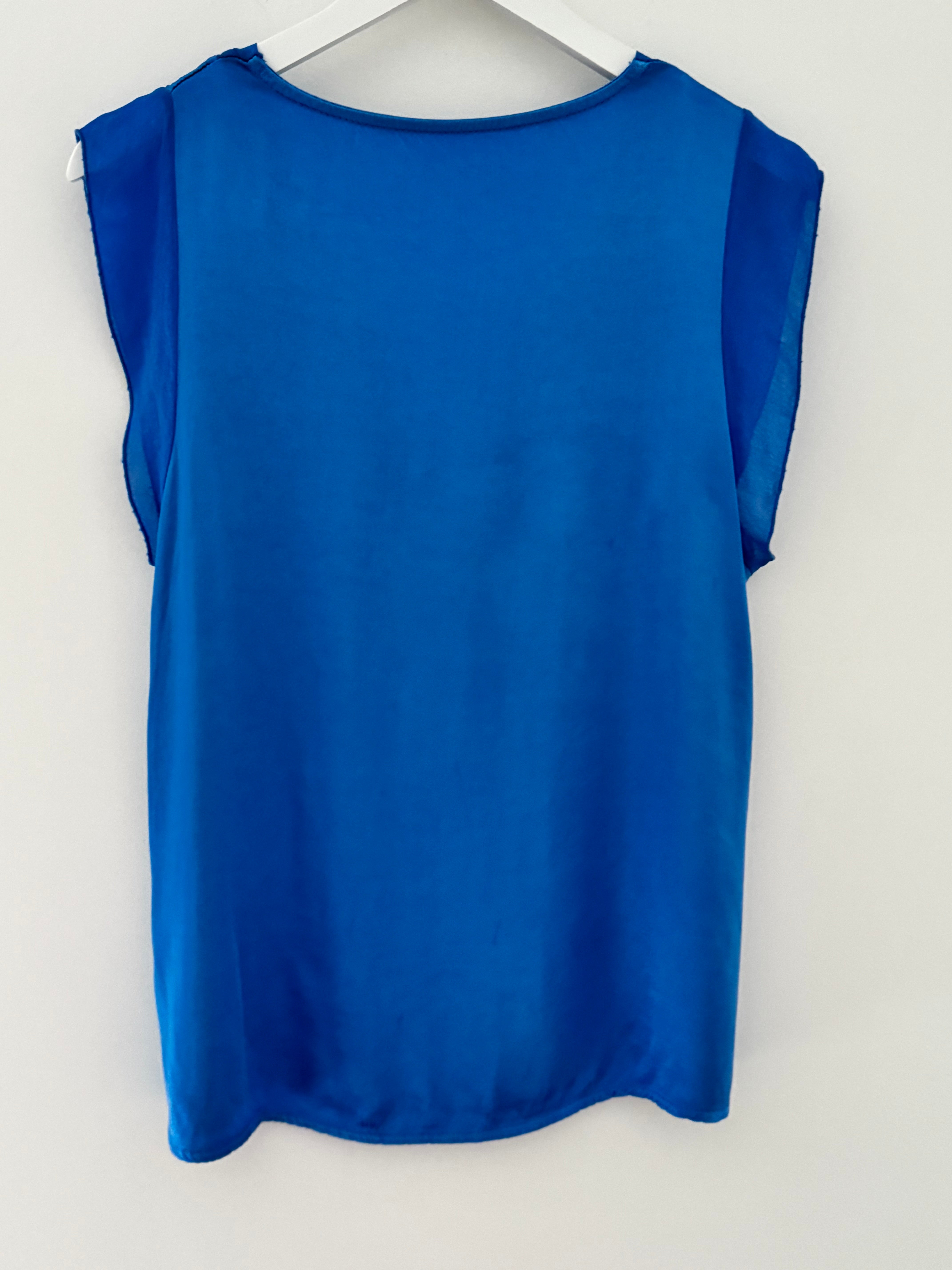 Silky V Neck Tank in Blue