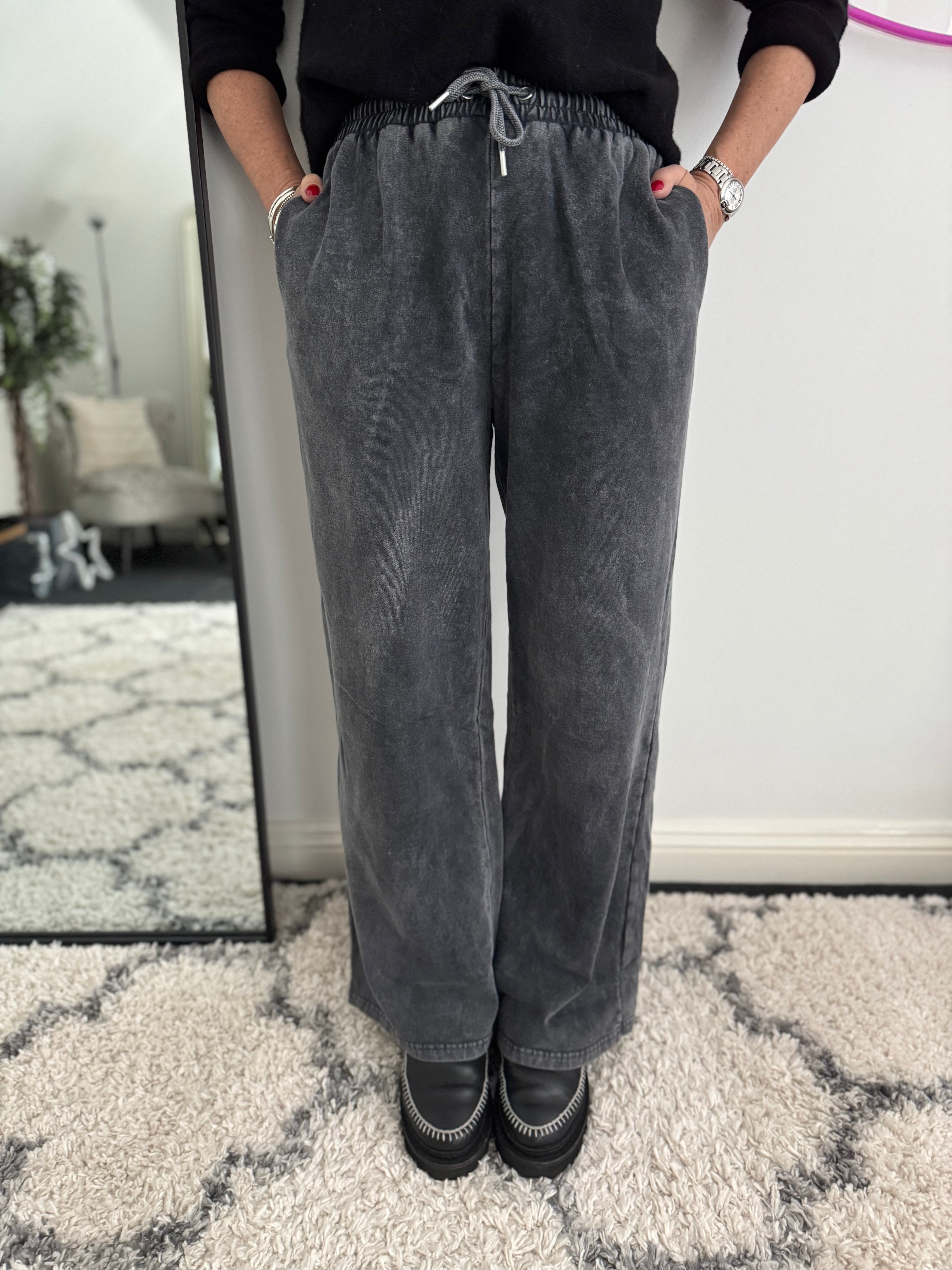 Jersey Stretch Slouchy Trousers in Vintage Charcoal