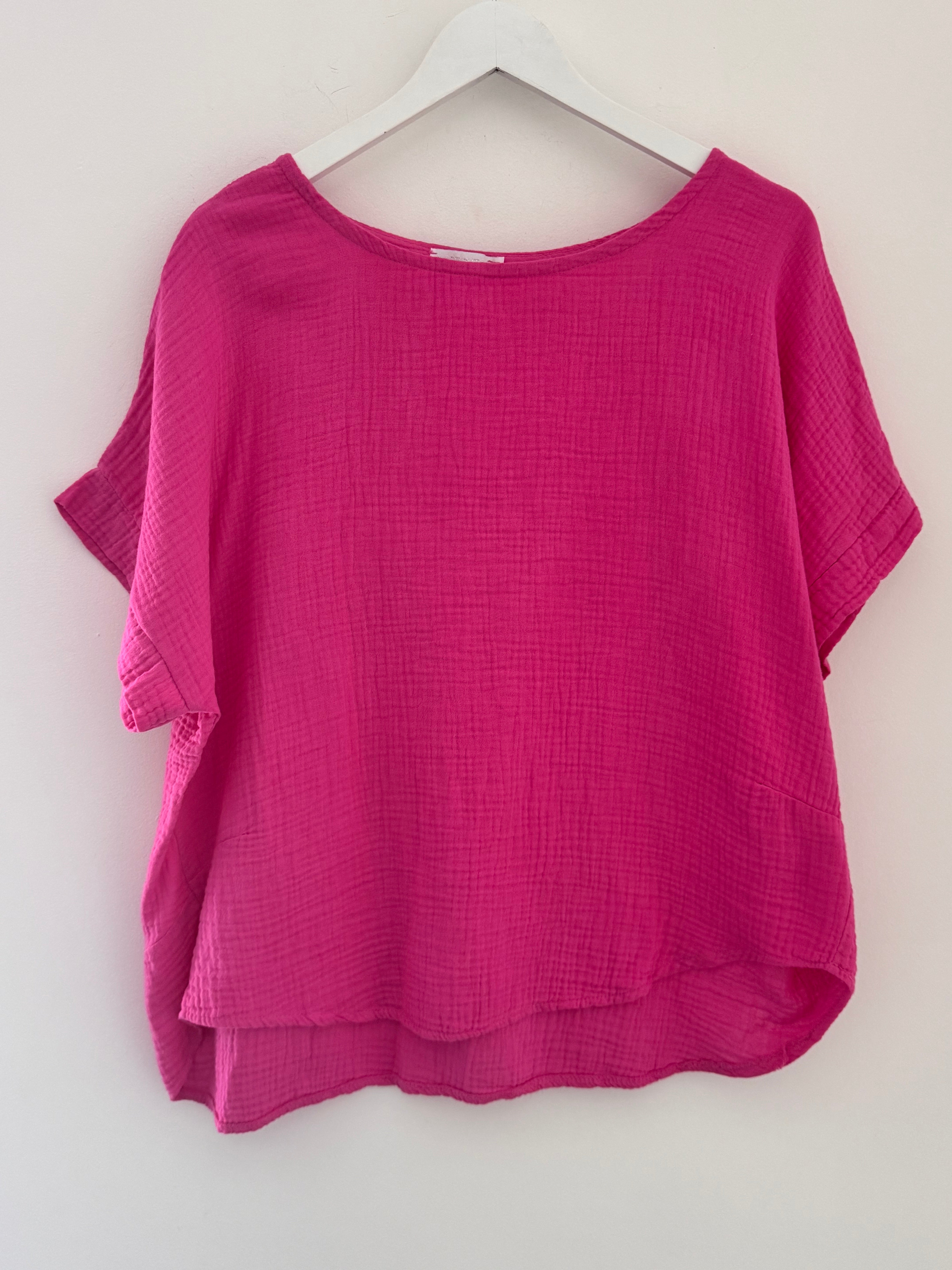 Cheesecloth Top in Fuchsia