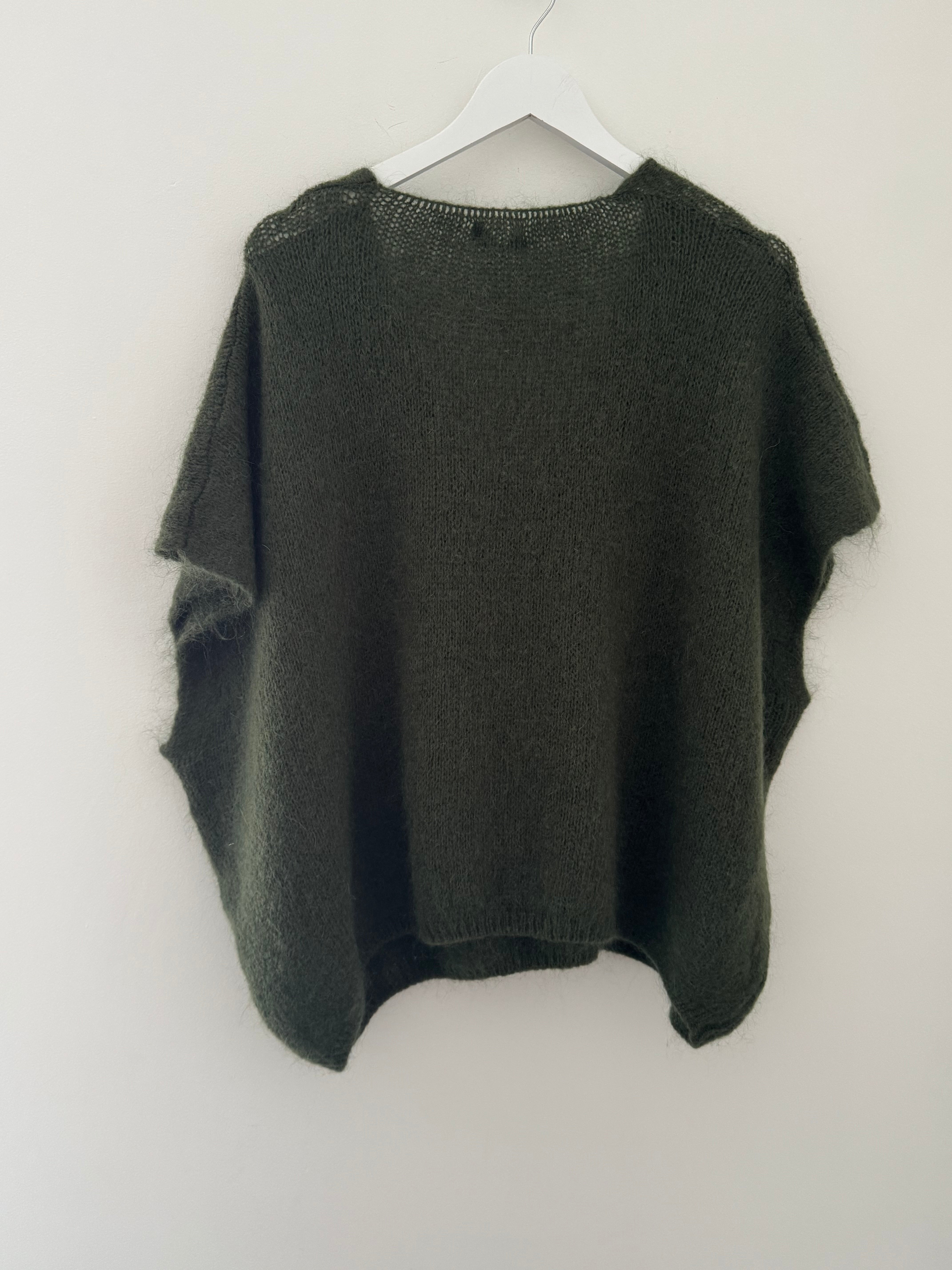 Mohair V Neck Tank in Khaki