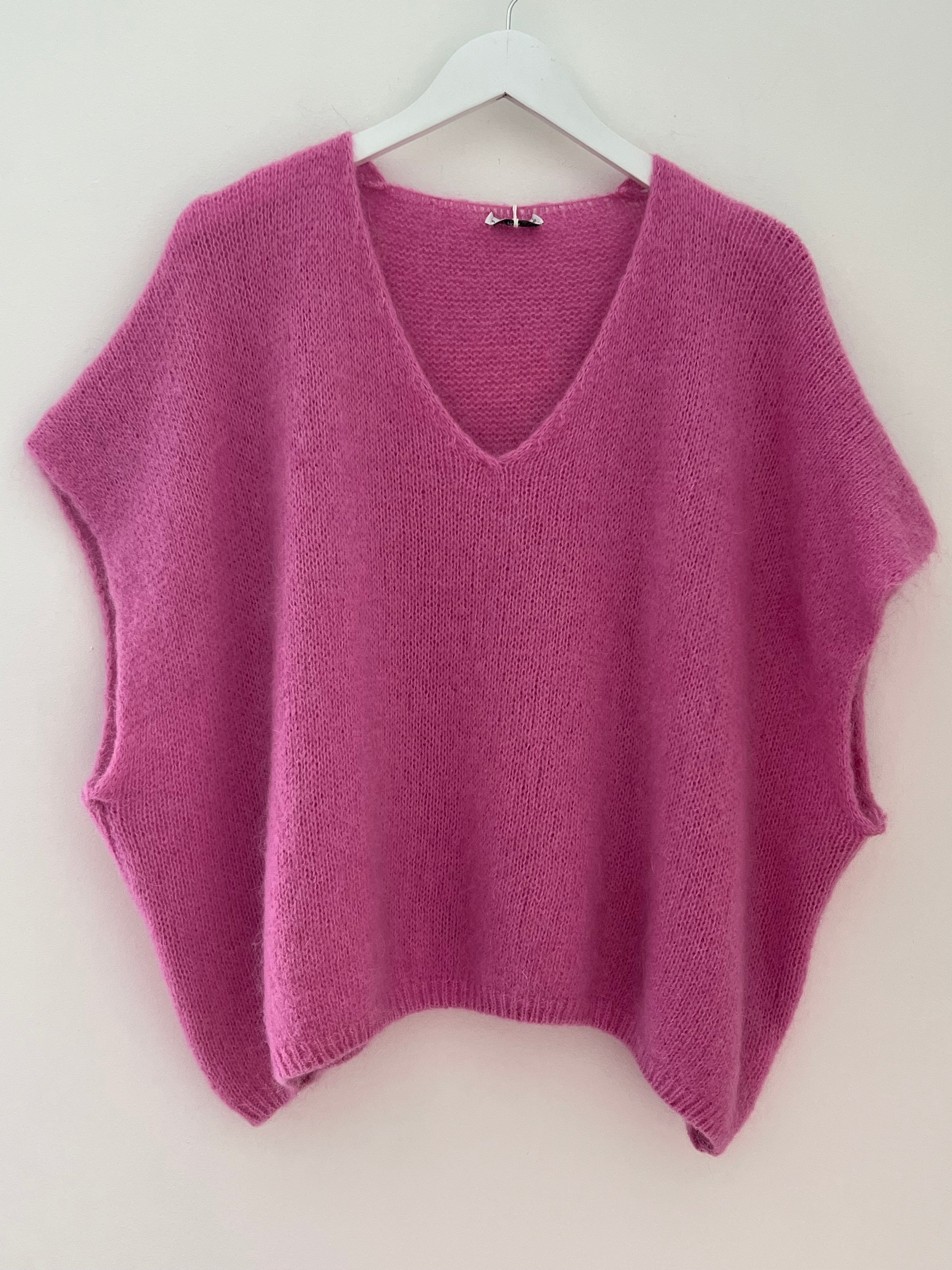 Mohair V Neck Tank in Candy Pink