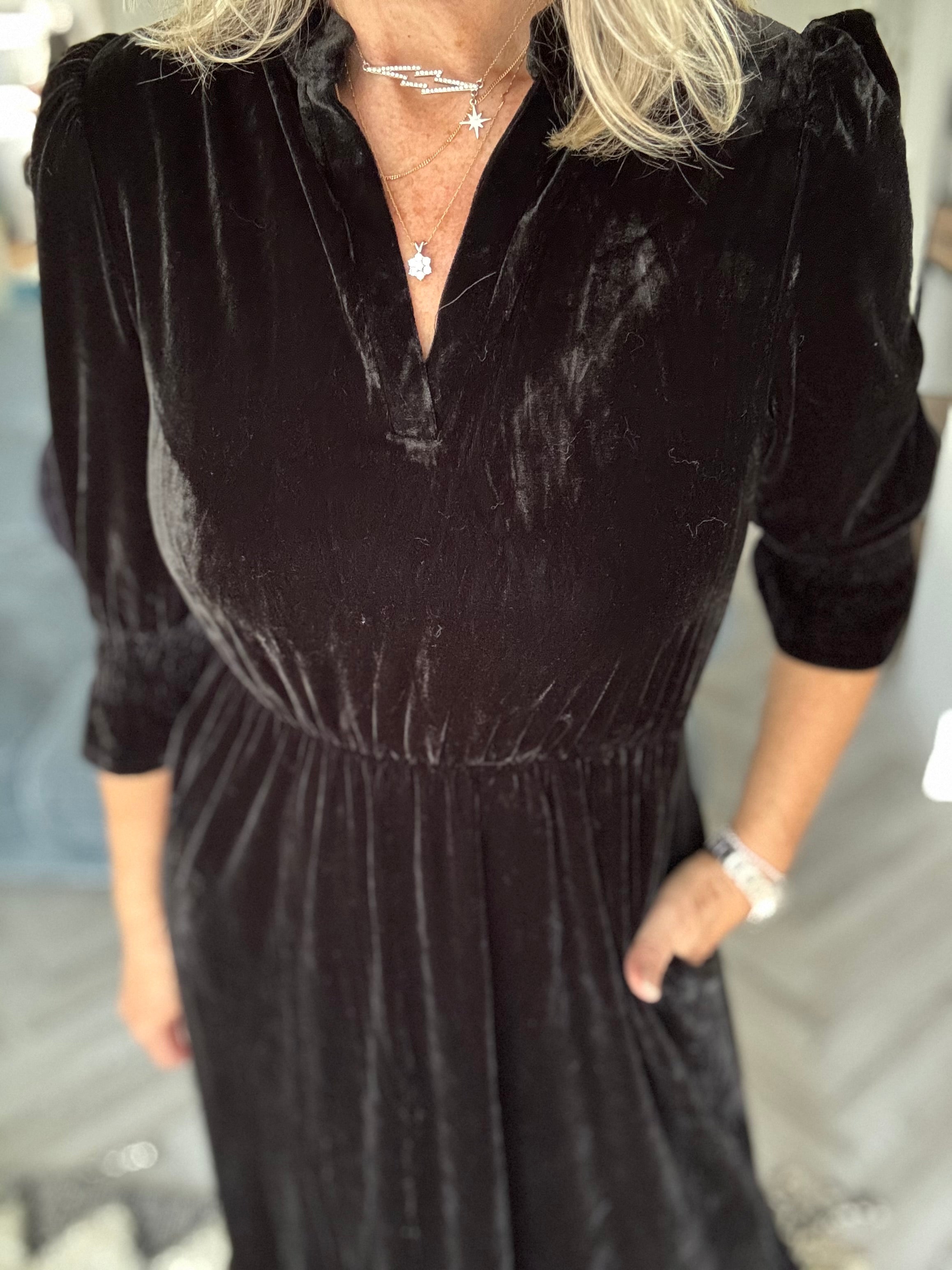 Luxe Velvet Dress in Black