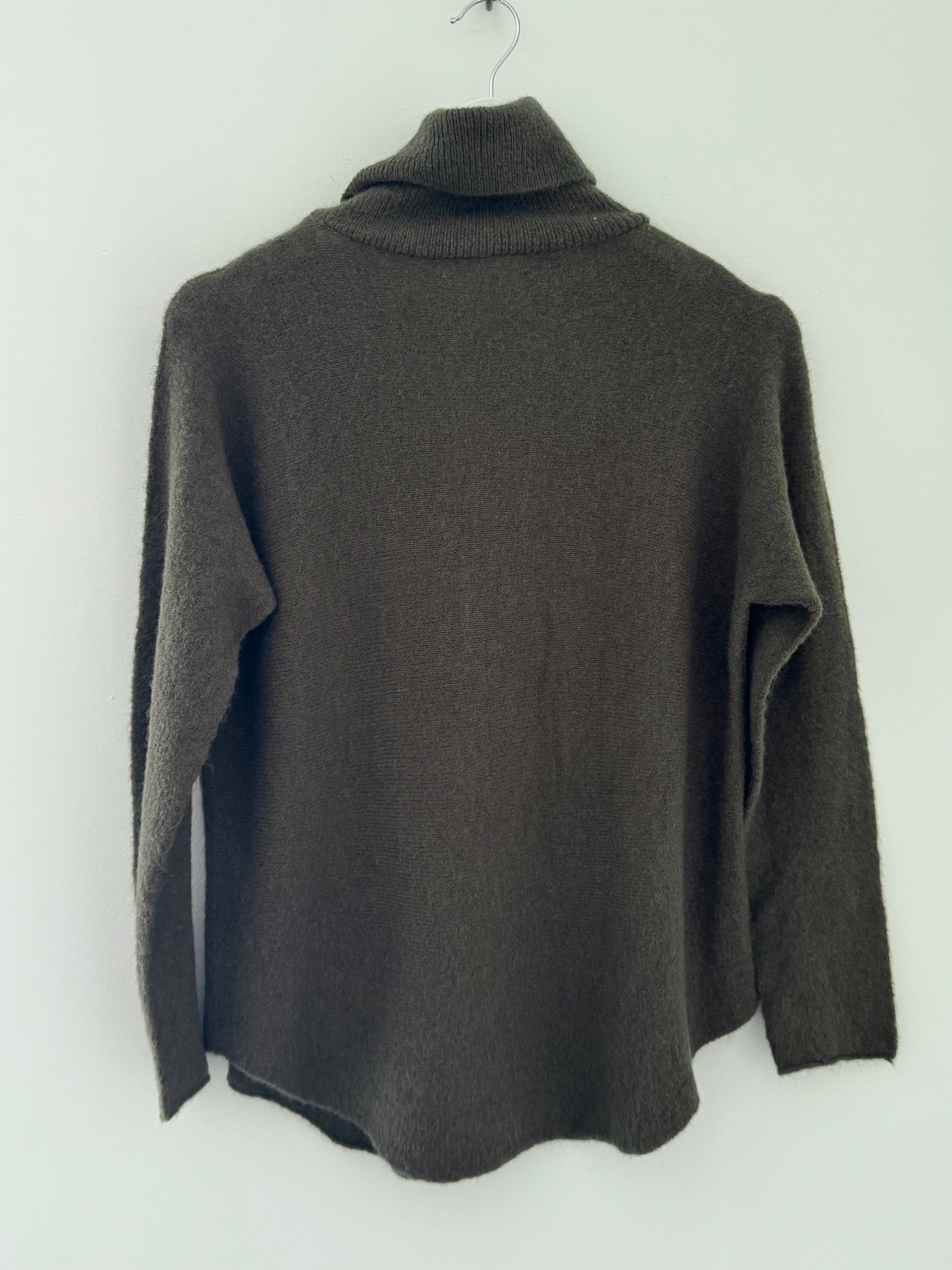 Simple Roll Neck Jumper in Khaki