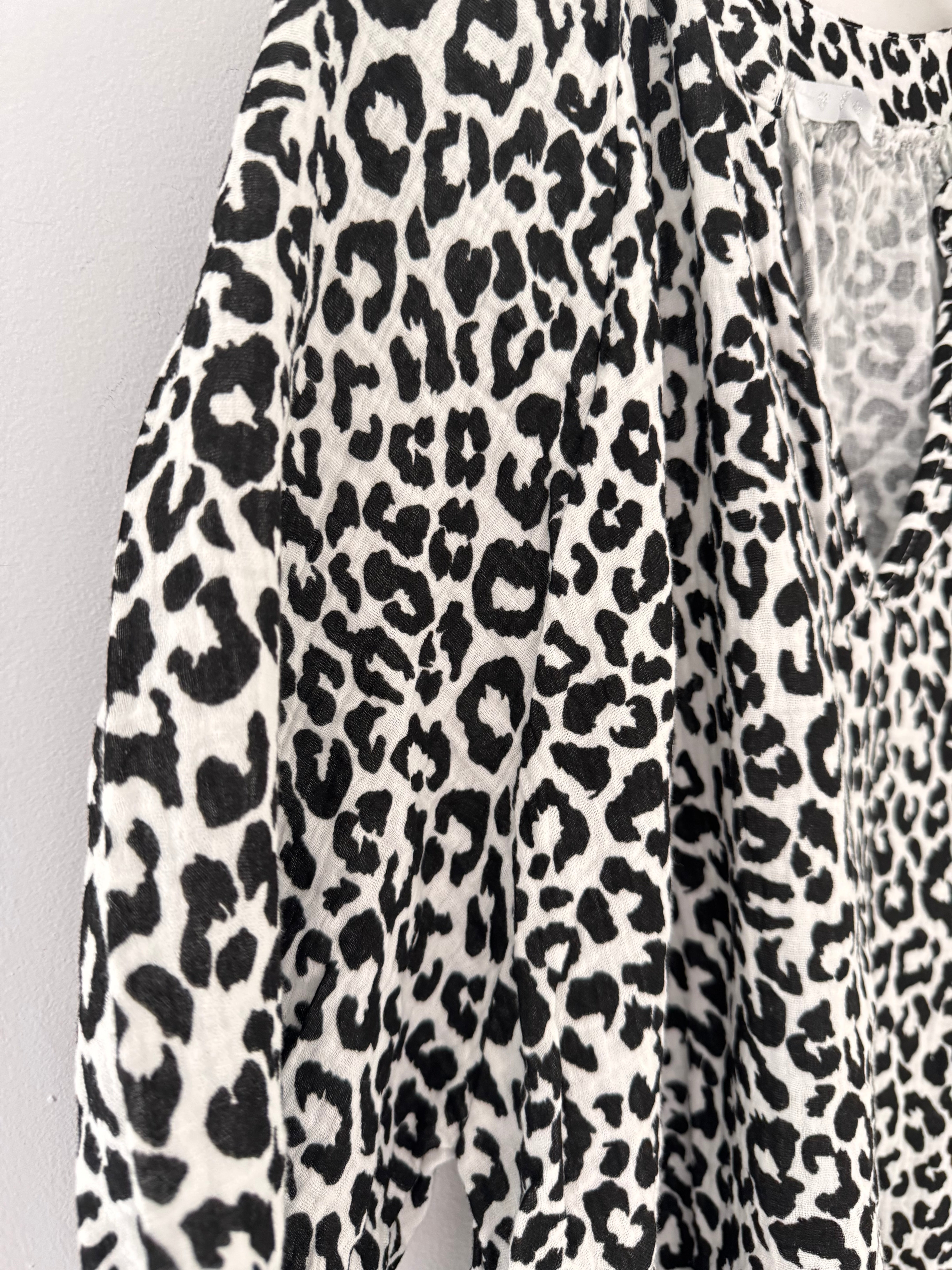 Oversized Cheesecloth Top in Leopard Print