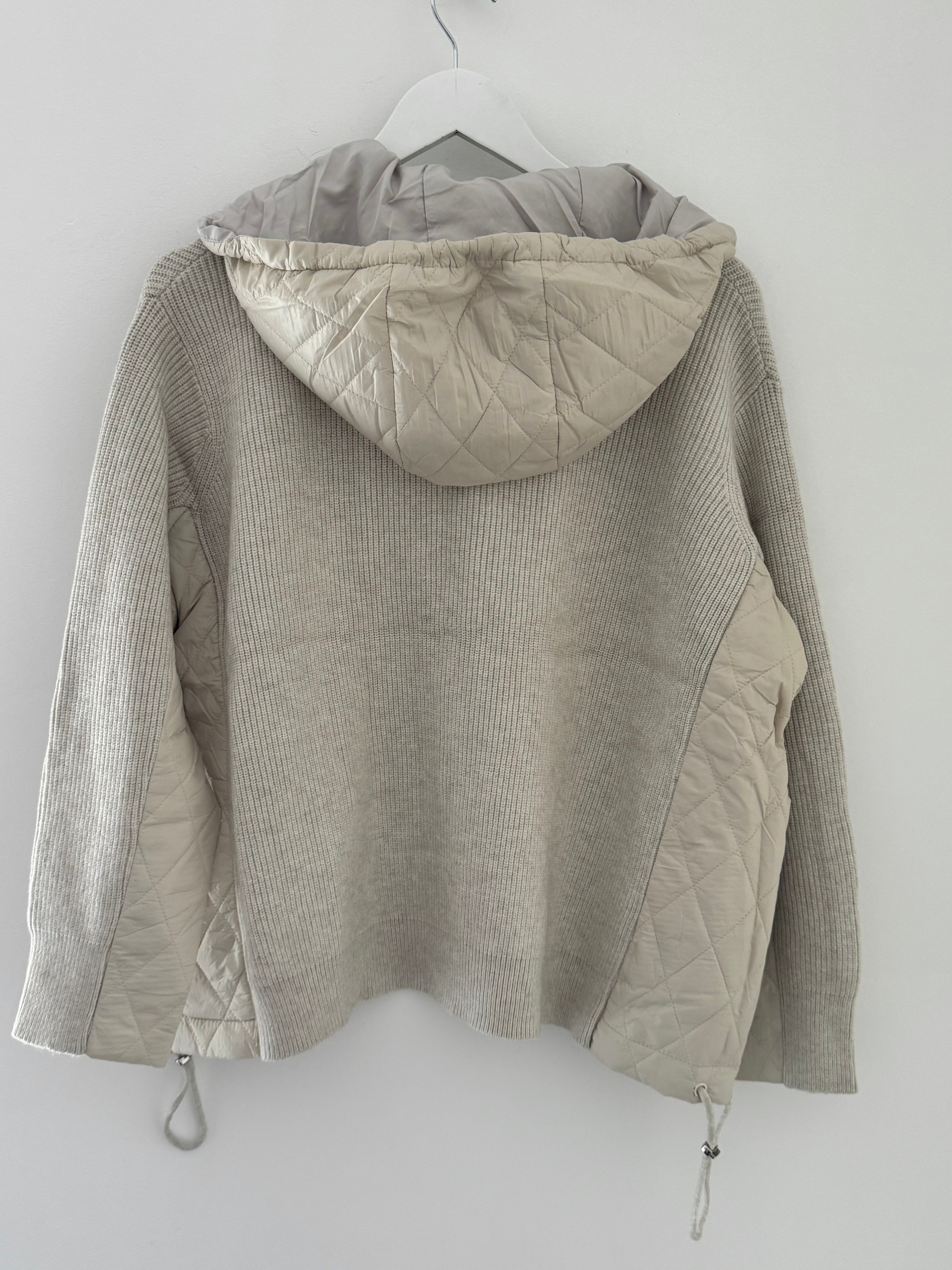 Hooded Knit Jacket in Ecru