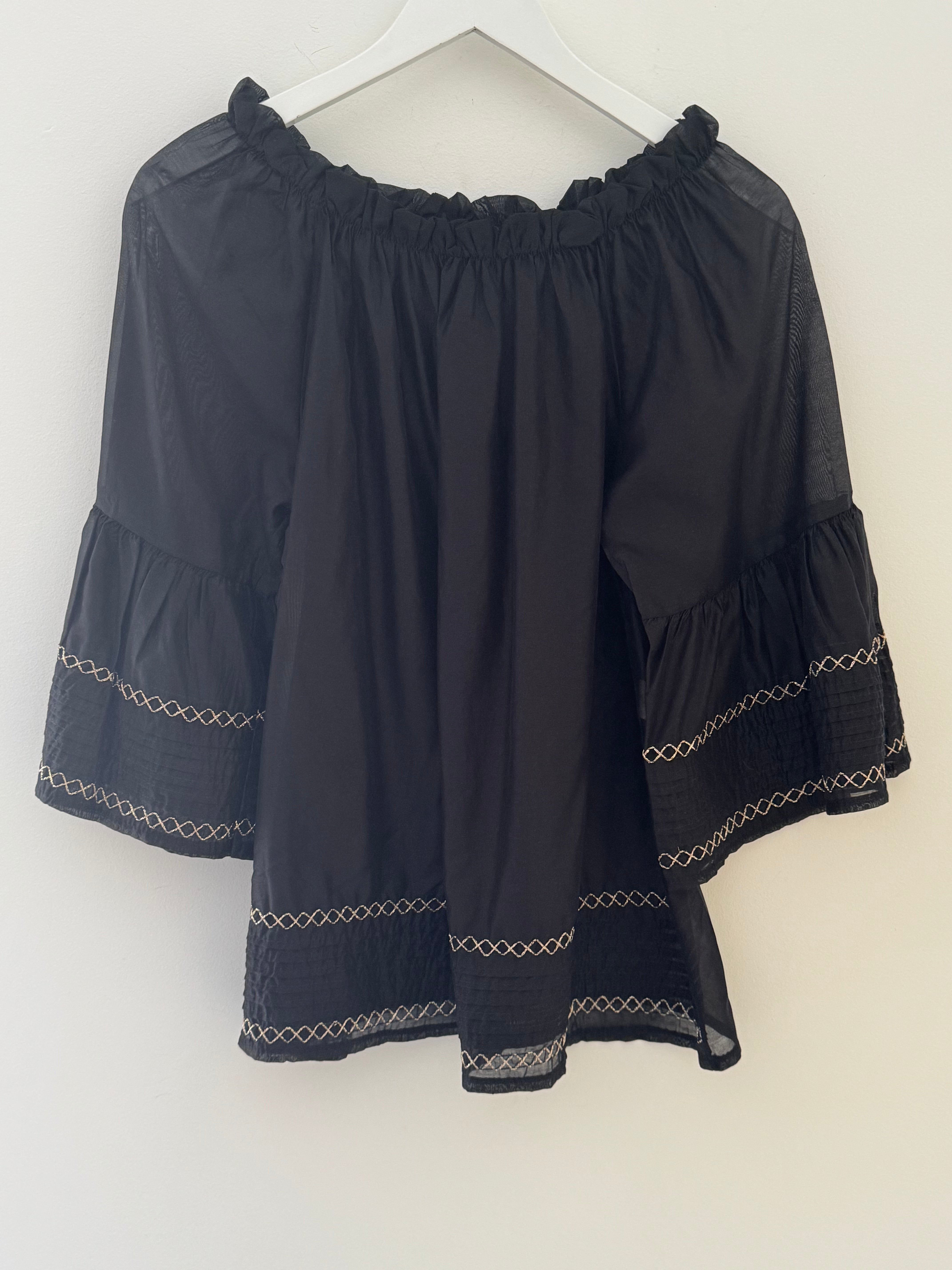 Silky Bardot Top in Black