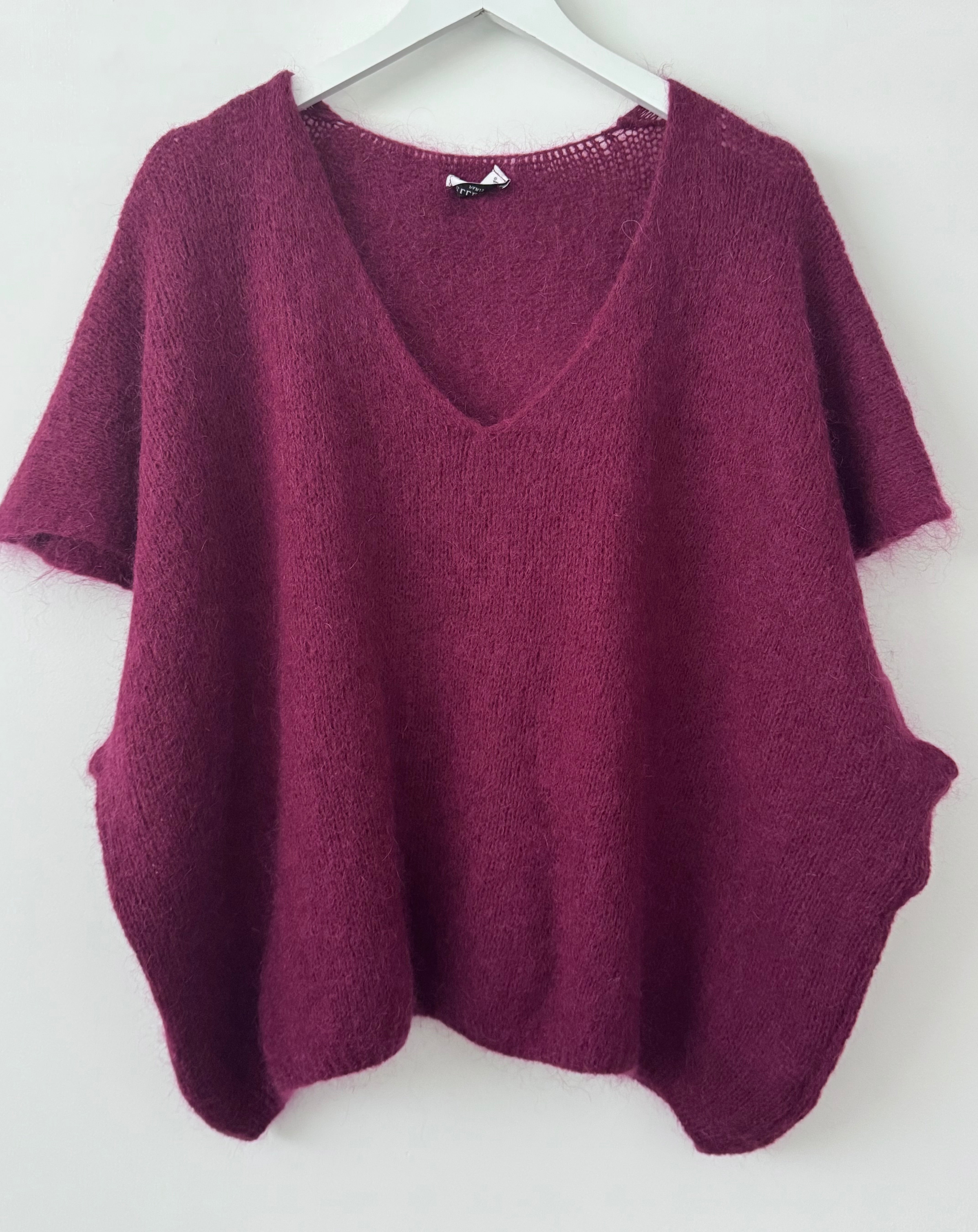 Mohair V Neck Tank in Wine