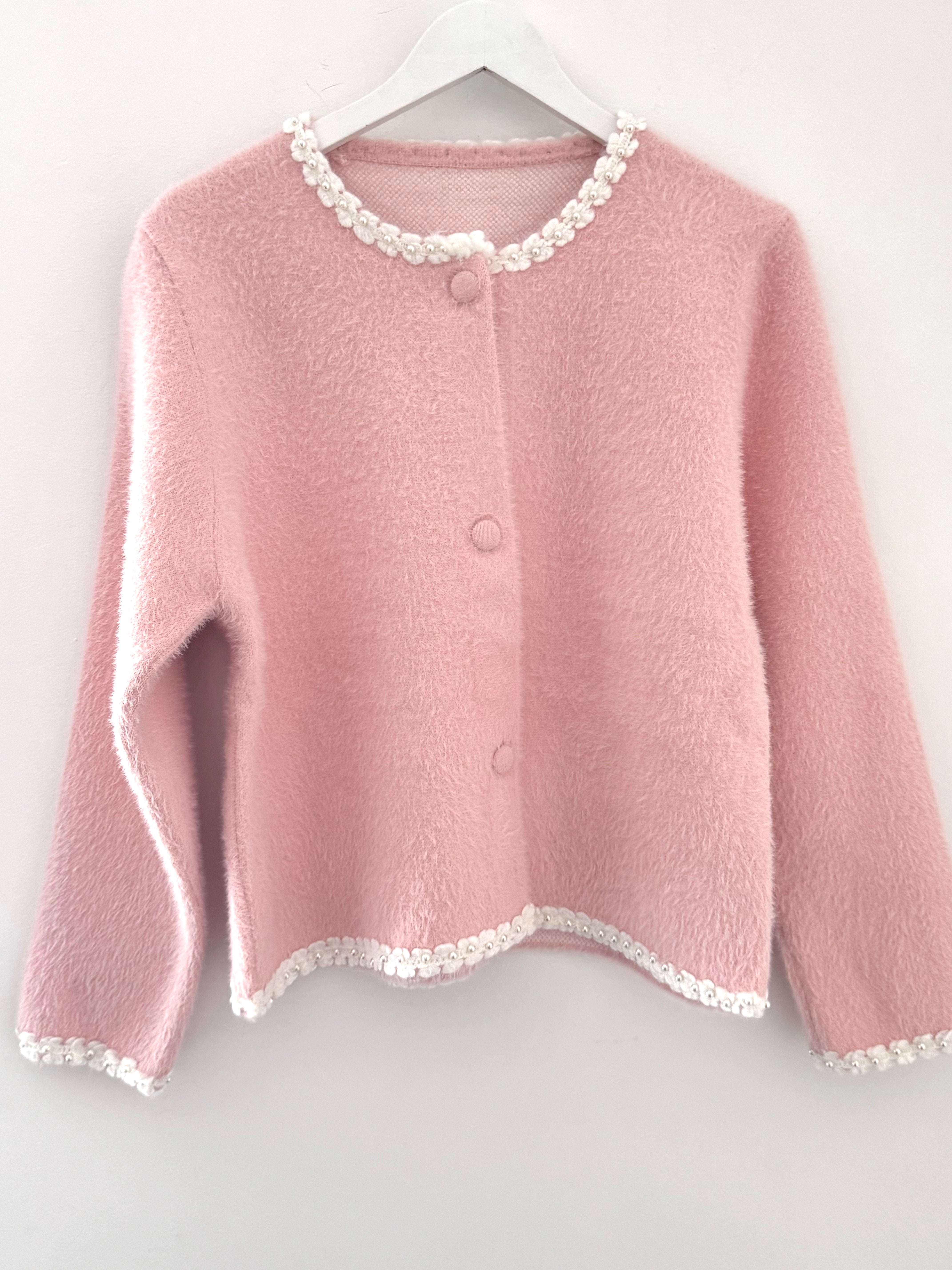 Button Cardi Jacket in Pink