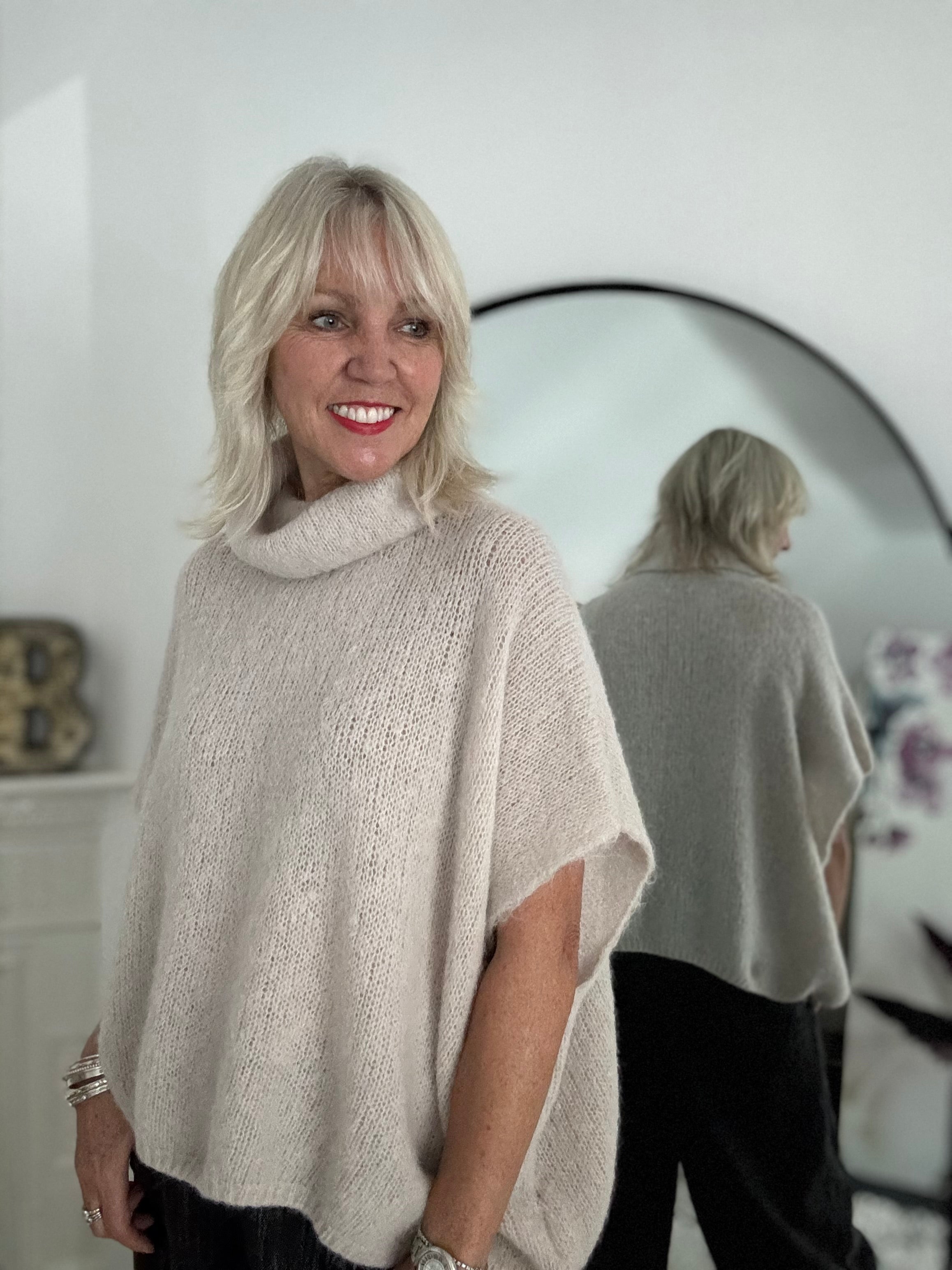 Alpaca Roll Neck Tank in Latte