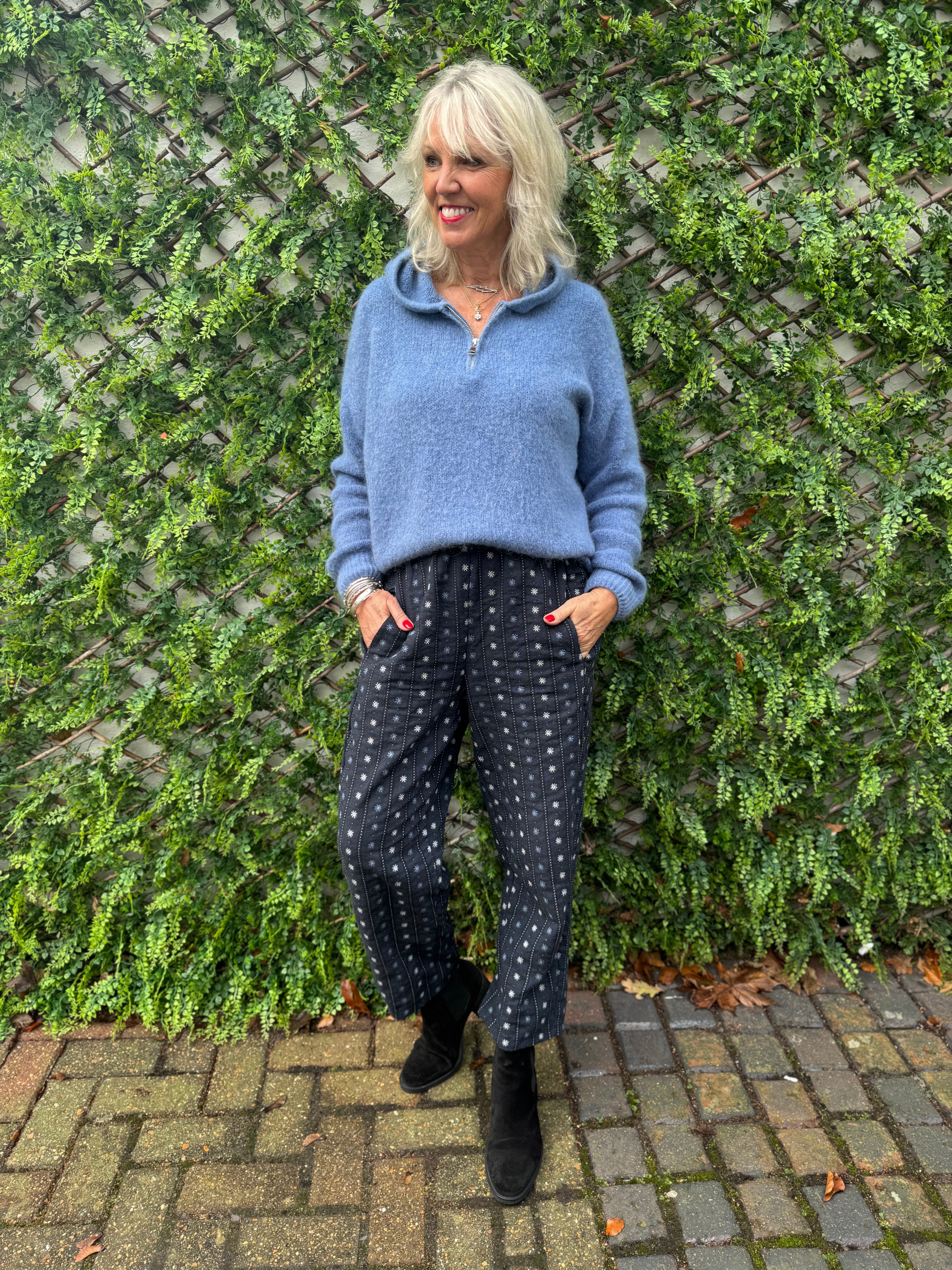 Relaxed Snowflake Trousers in Blue
