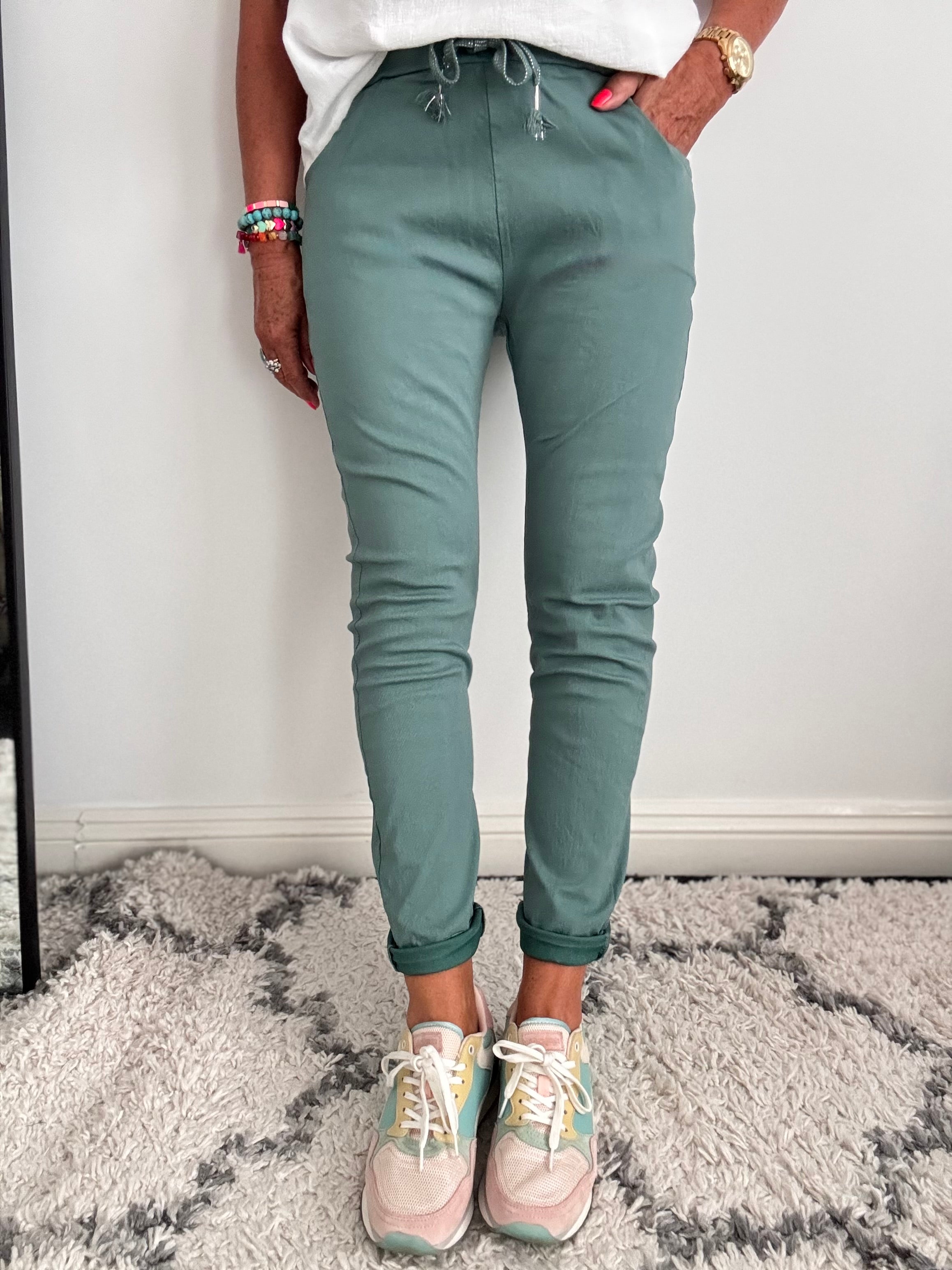 Super Stretch Joggers in Ocean Green