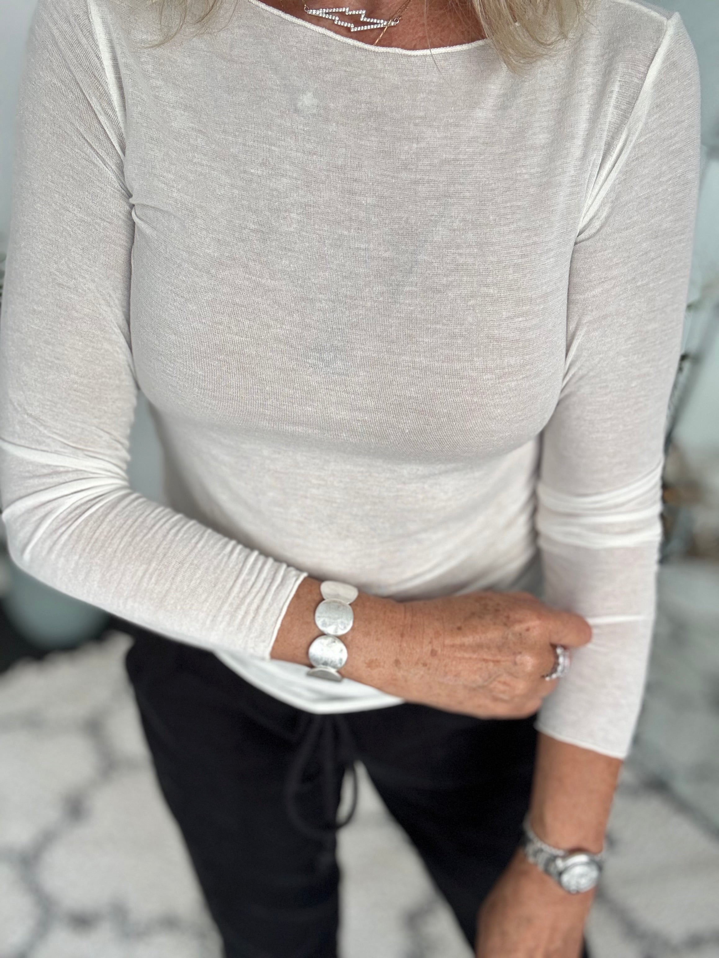 Ultrasoft Cashmere Blend Base Layer in White