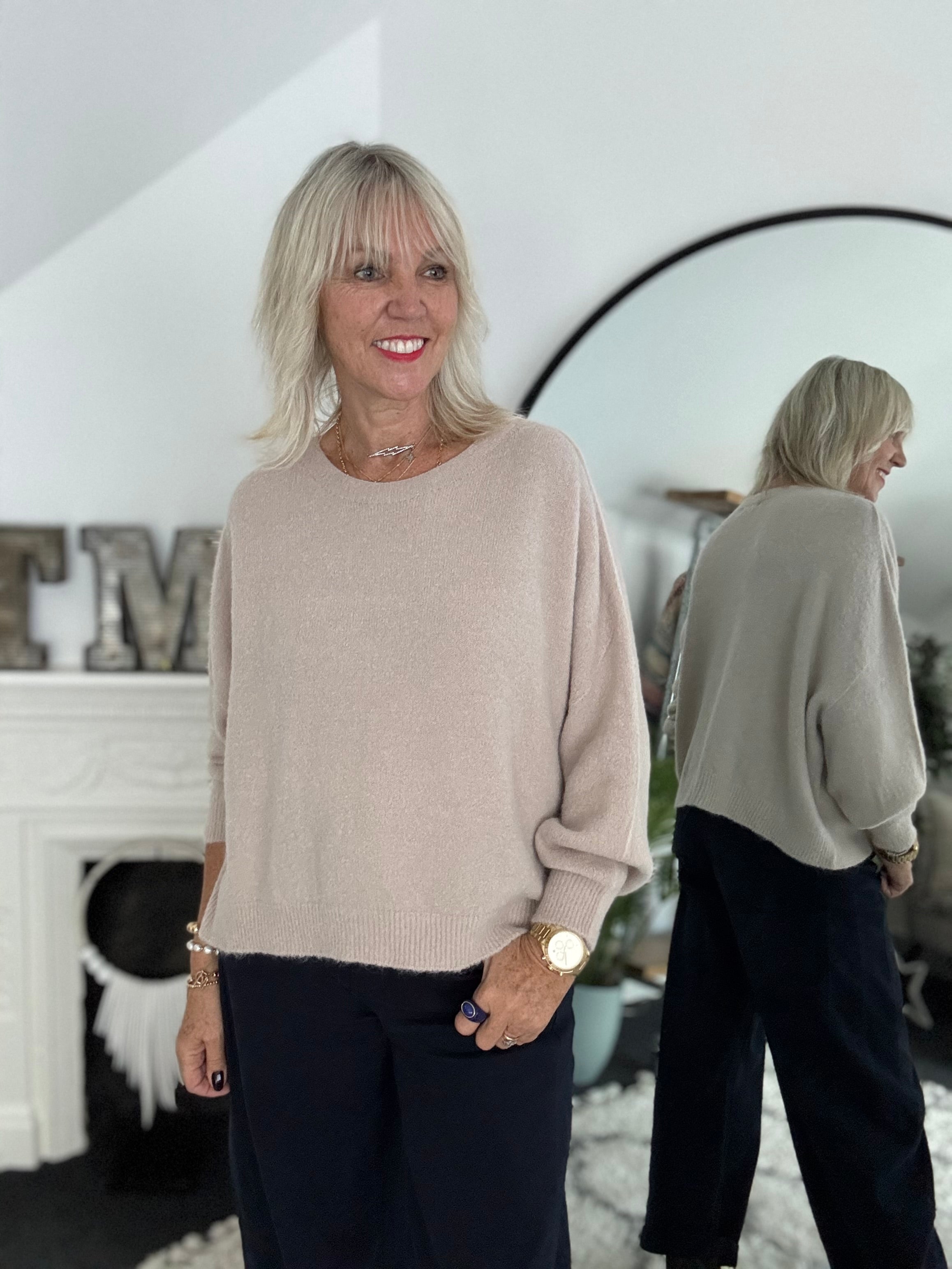 Luxe Slouchy Alpaca Jumper in Latte