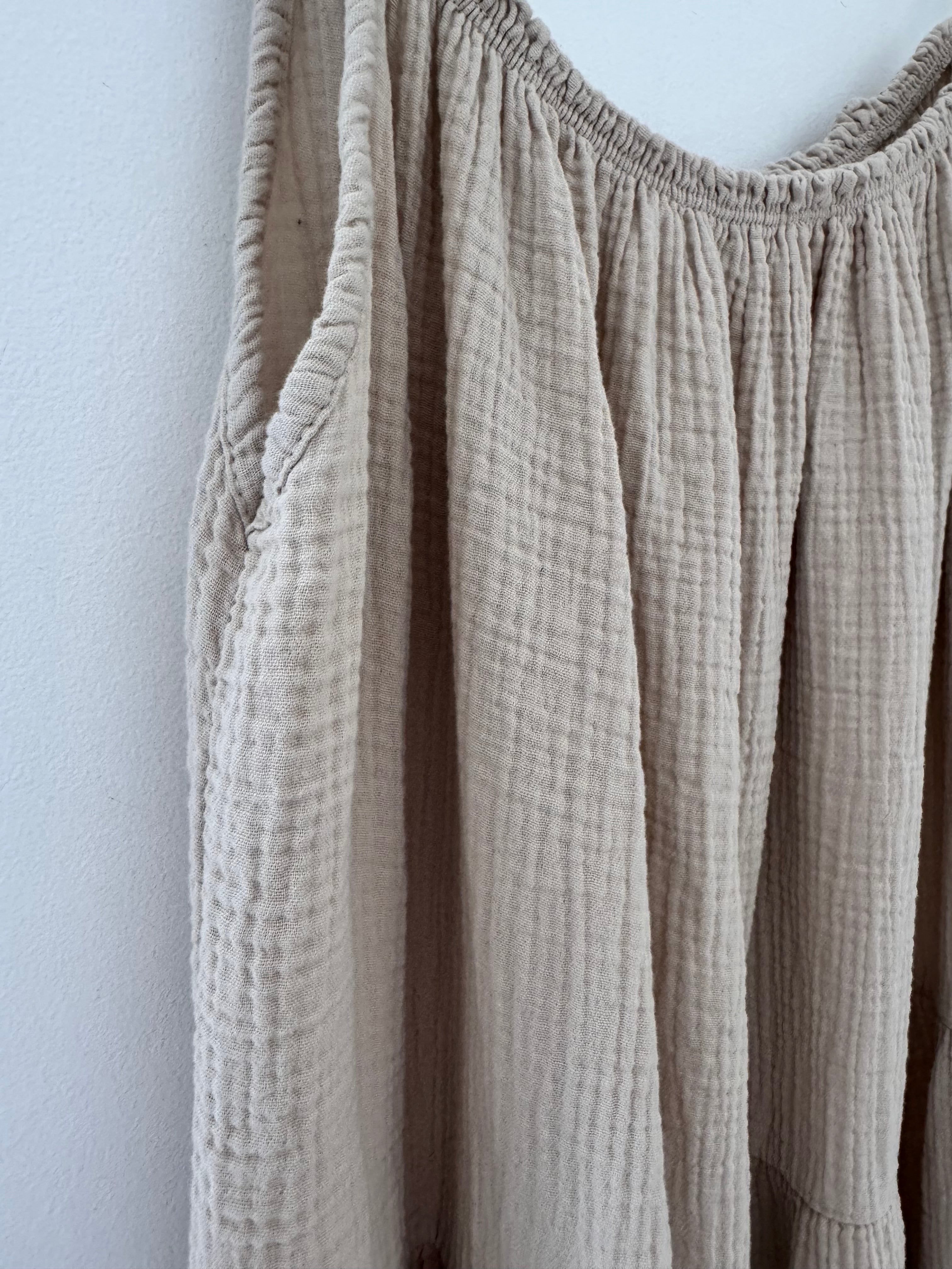 Cheesecloth Dress in Stone