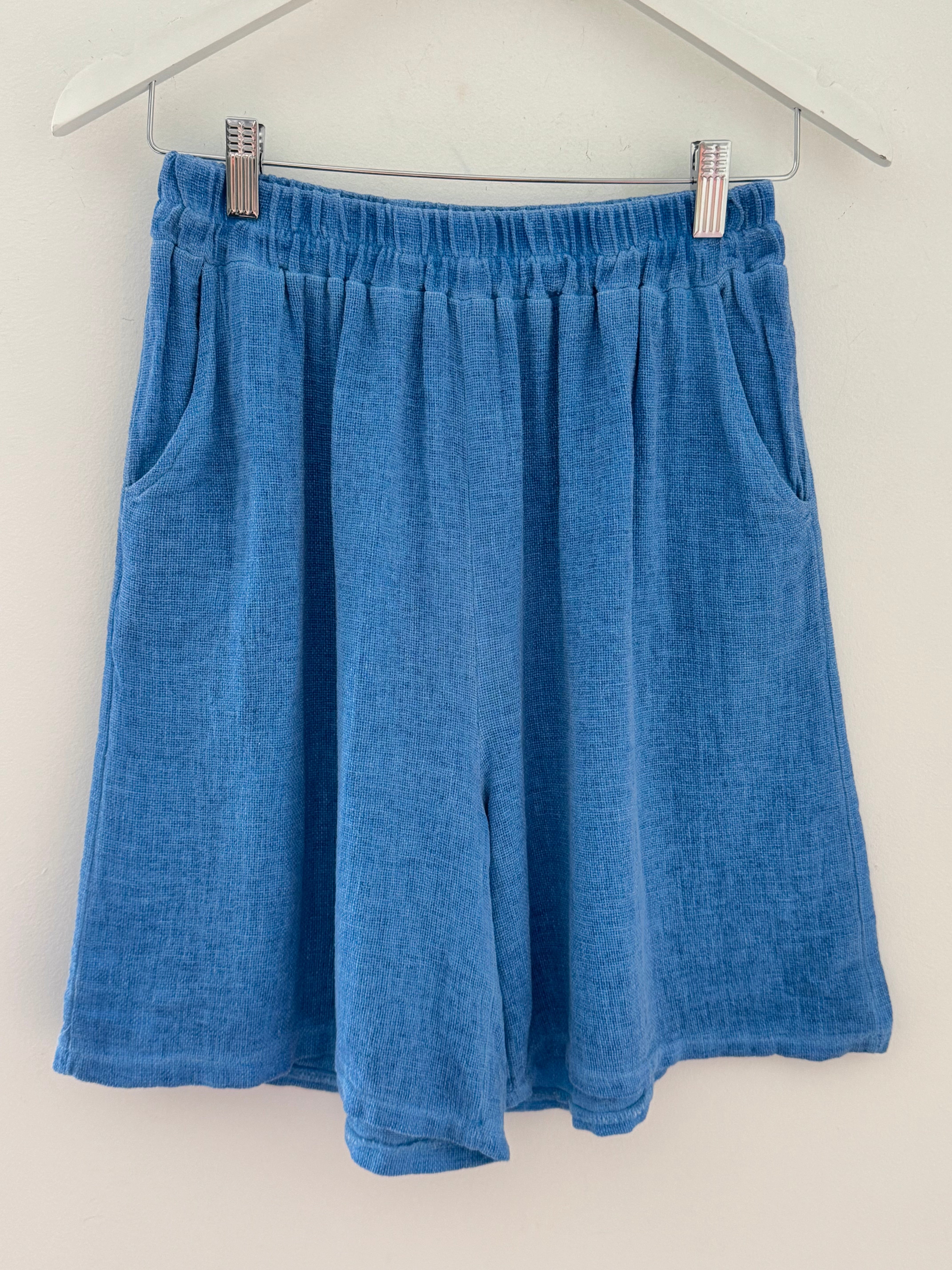 Linen & Cotton Shorts in Sky Blue