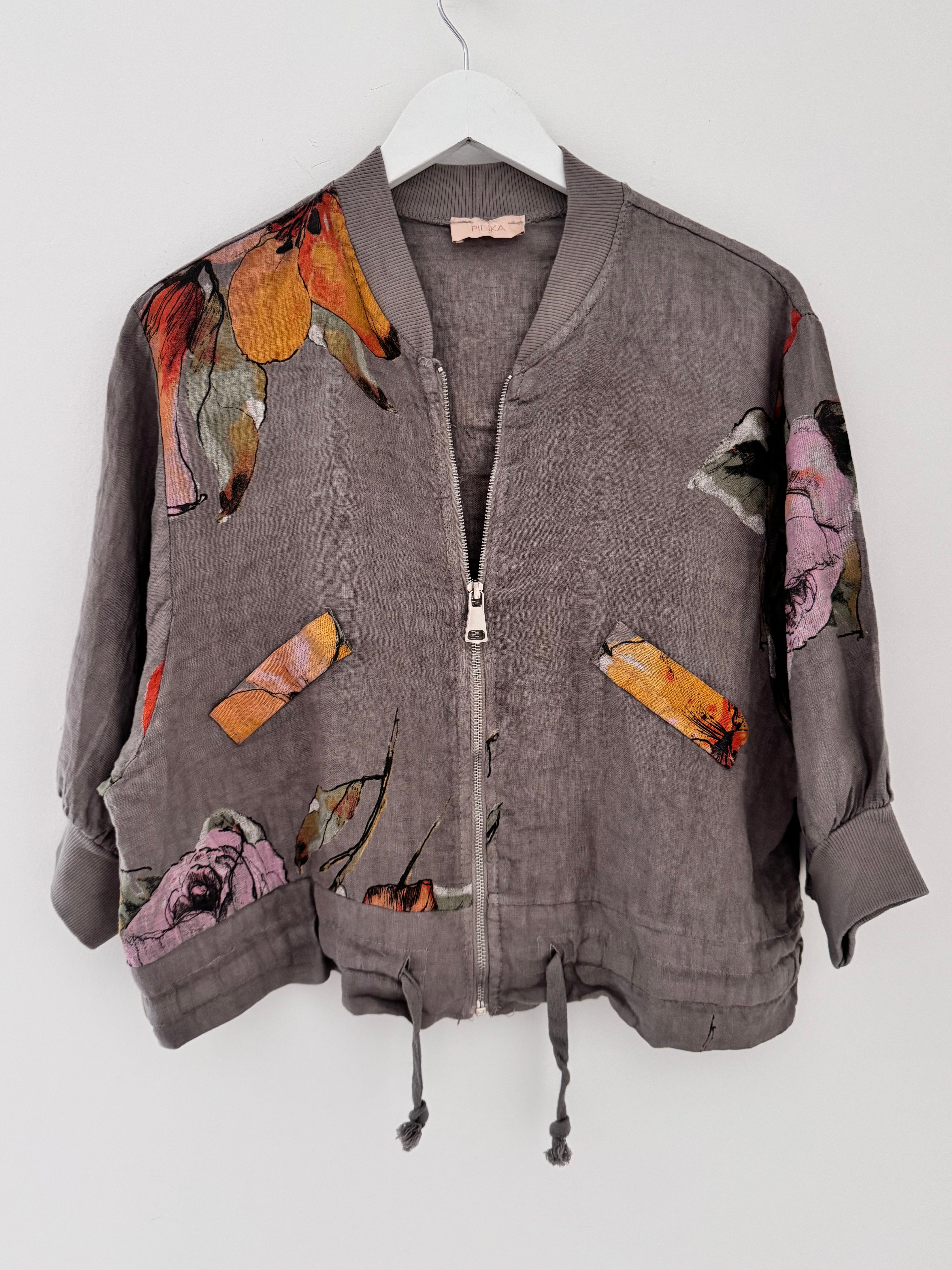 Linen Bomber Jacket in Dark Mocha