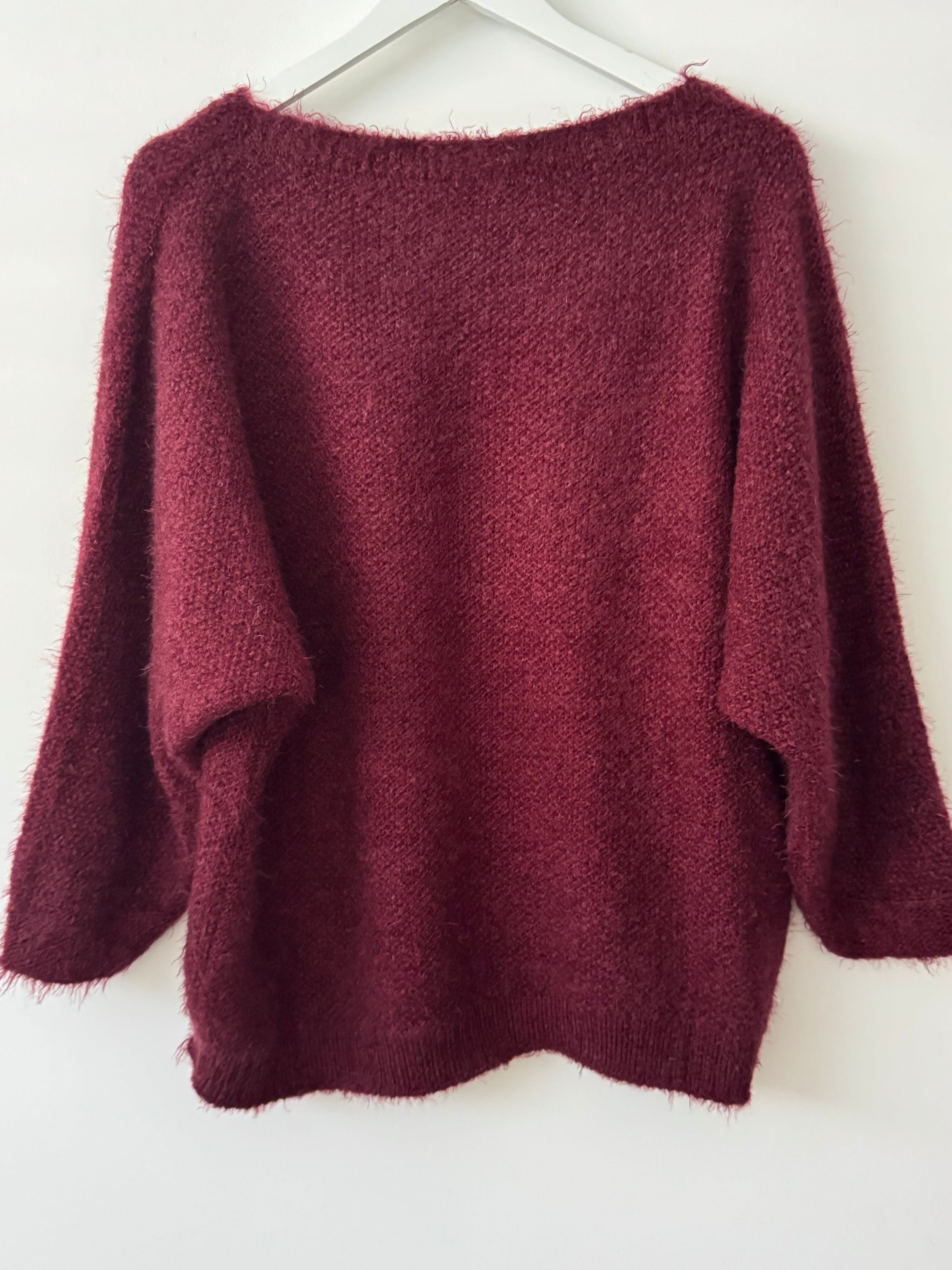 Luxe Fluffy Jumper in Wine