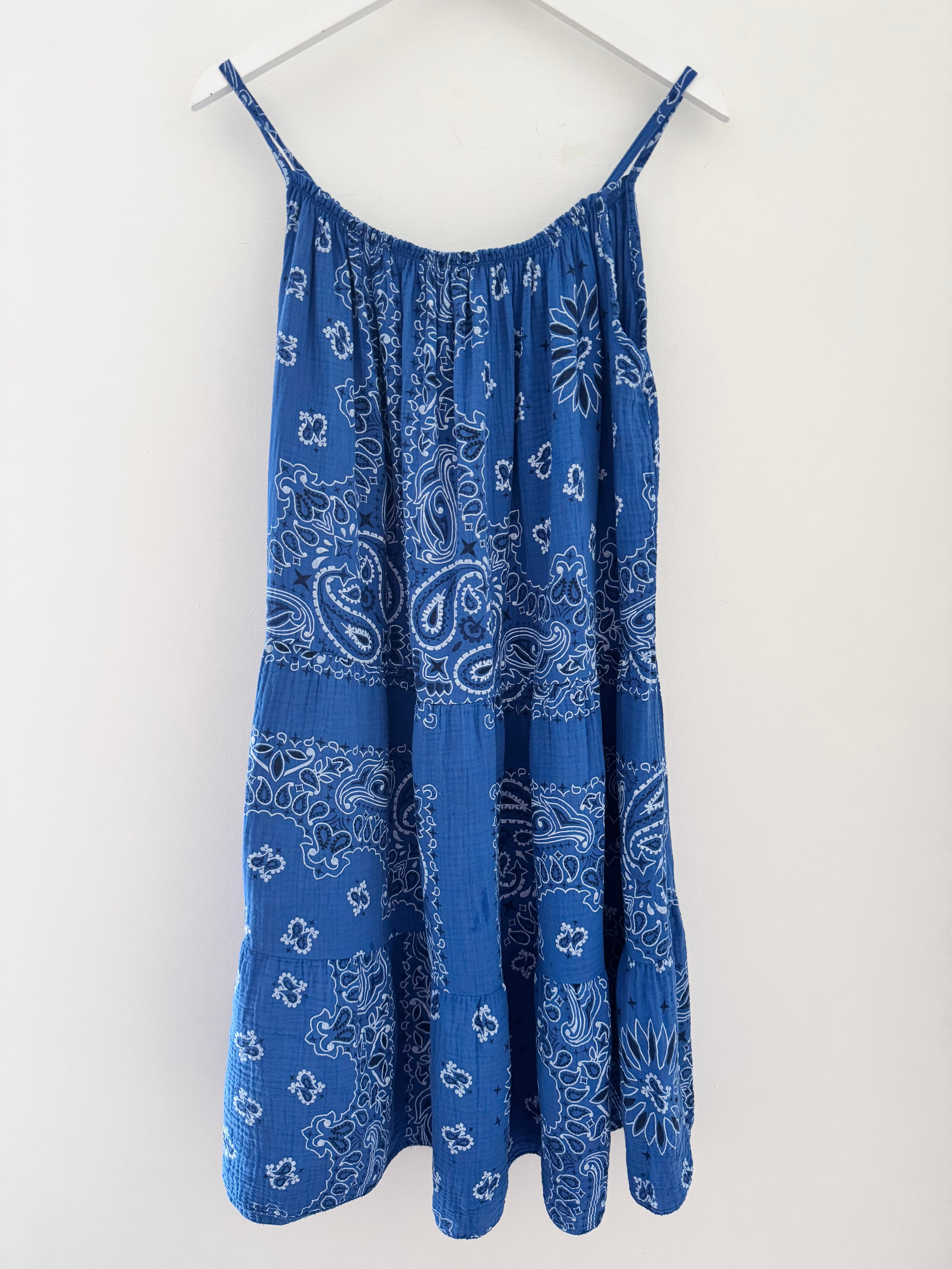 Paisley Cheesecloth Dress in Mediterranean Blue