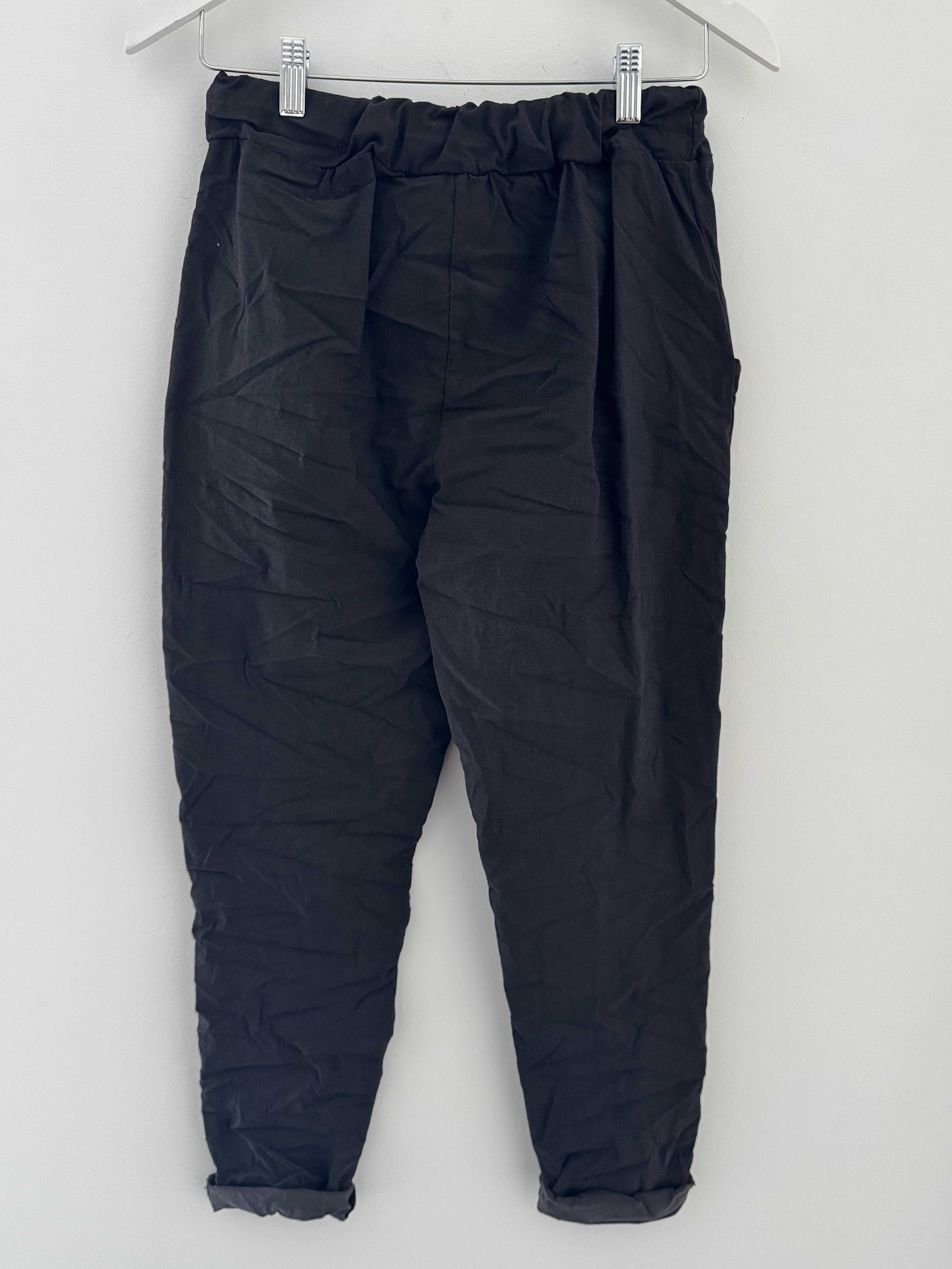 Super Stretch Joggers with Sparkly Tie in Black